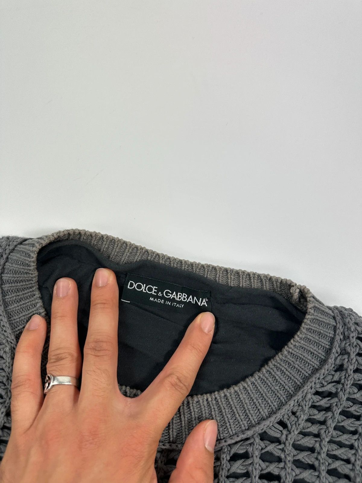 Dolce & Gabbana Dolce & Gabbana 00’s Net Double Layer Grey Mesh Cotton Knit Size US M / EU 48-50 / 2 - 8 Thumbnail