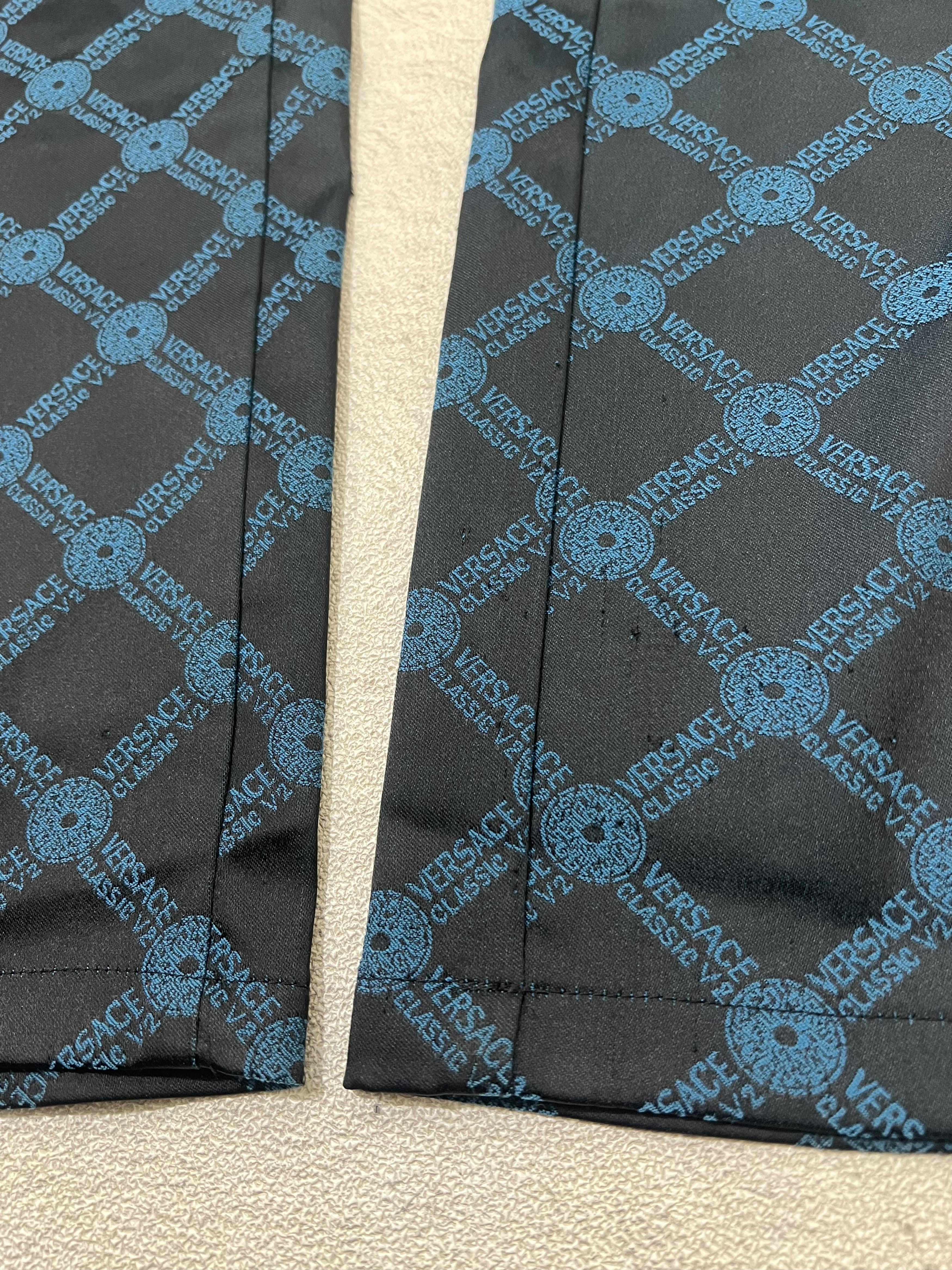 Japanese Brand 2000s Versace V2 Classic Embroidery Pattern Silk Pants Size US 30 / EU 46 - 4 Thumbnail