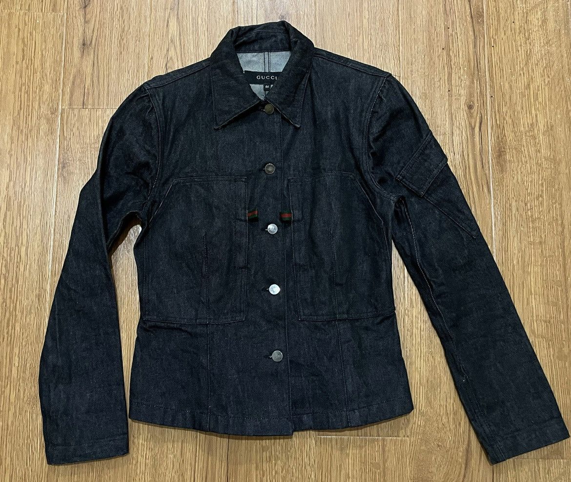 Gucci Vintage 90s Gucci by Tom Ford Web Denim Jacket Size L / US 10 / IT 46 - 1 Thumbnail