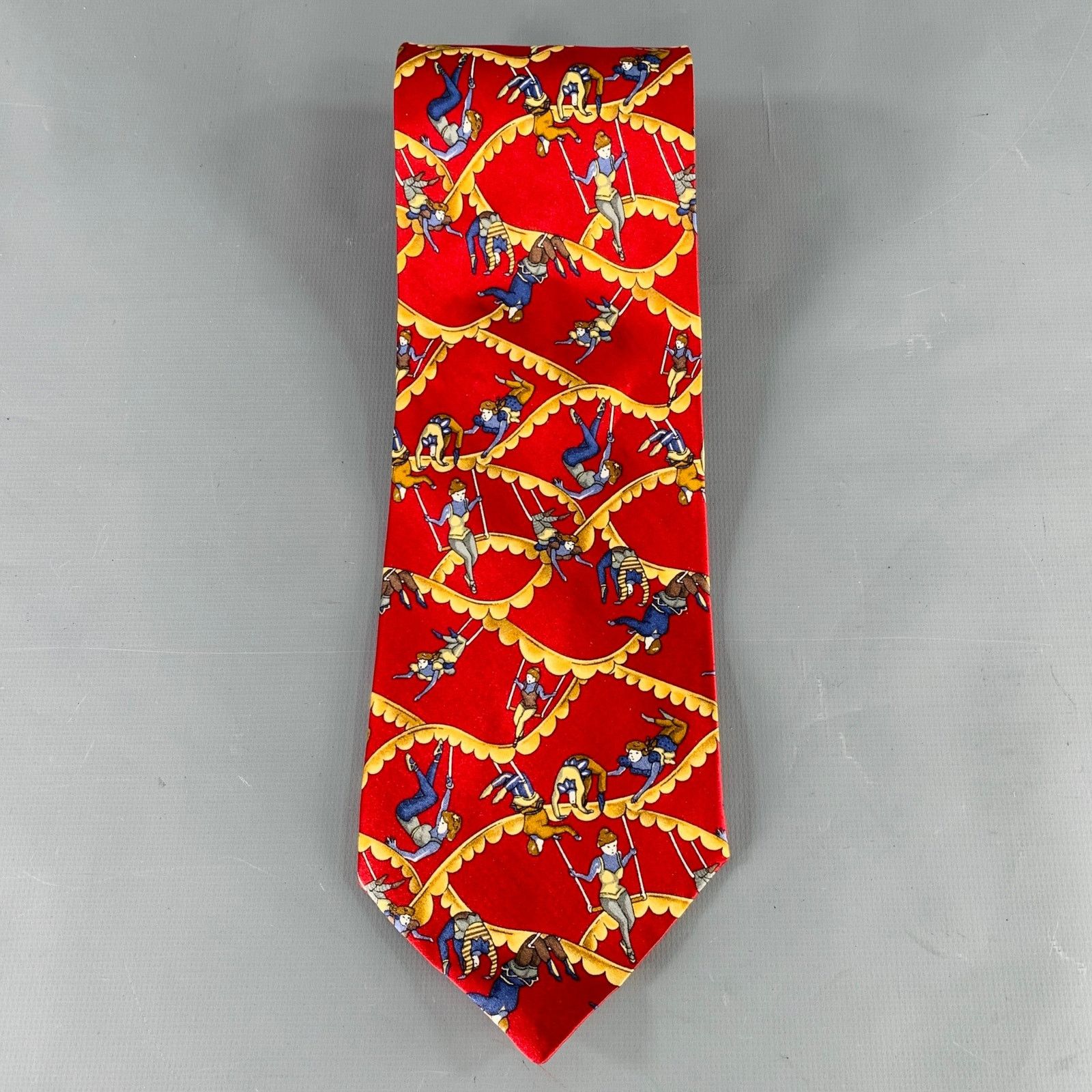 Kieselstein-Cord KIESELSTEIN-CORD Red Yellow Blue Trapeze Figures Silk Tie Size ONE SIZE - 2 Thumbnail