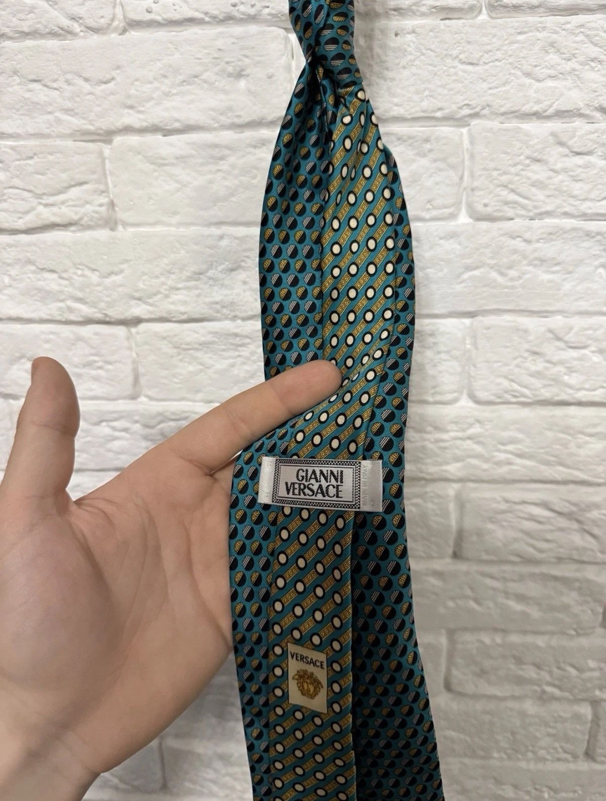 Versace Vintage 80`s Rare Gianni Versace Medusa Silk Tie One Size Size ONE SIZE - 5 Thumbnail