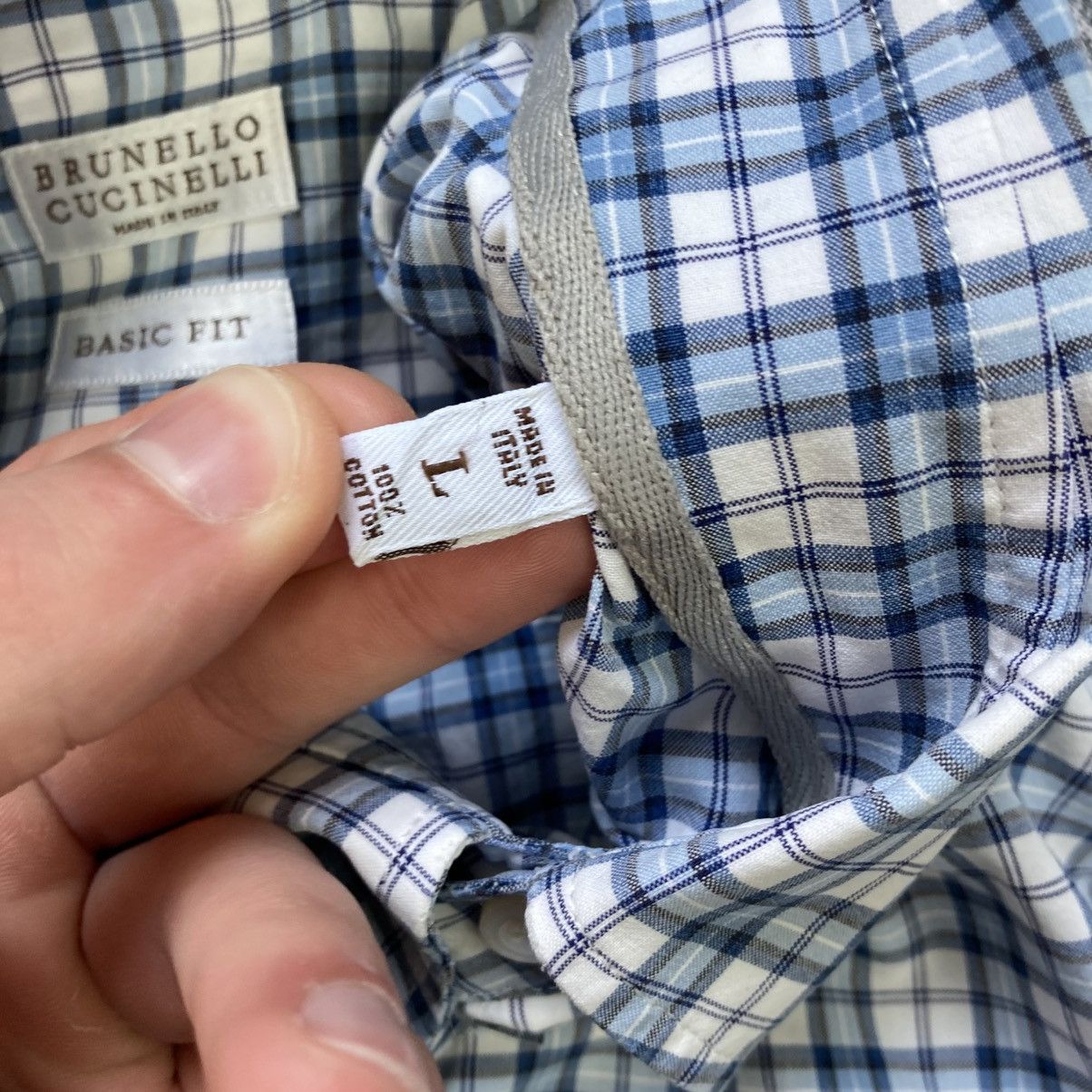 Brunello Cucinelli Vintage Brunello Cucinelli Checked Oxford Long Sleeve Shirt Size US L / EU 52-54 / 3 - 7 Thumbnail