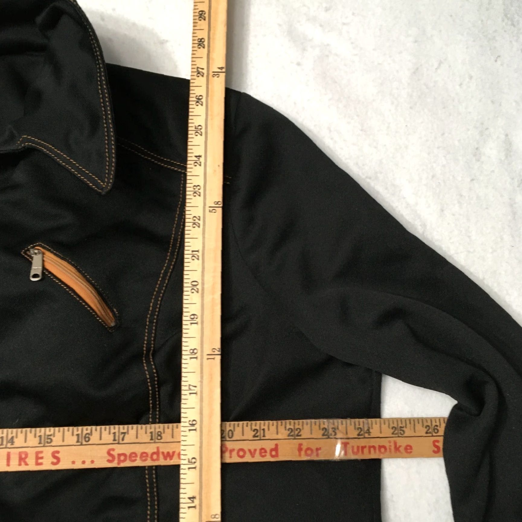 Vintage VINTAGE London Lass Shirt XL Black Cotton Woven Button-Up Zip Collar Spread USA 1970s 70s Distress Mens Size US XL / EU 56 / 4 - 5 Thumbnail