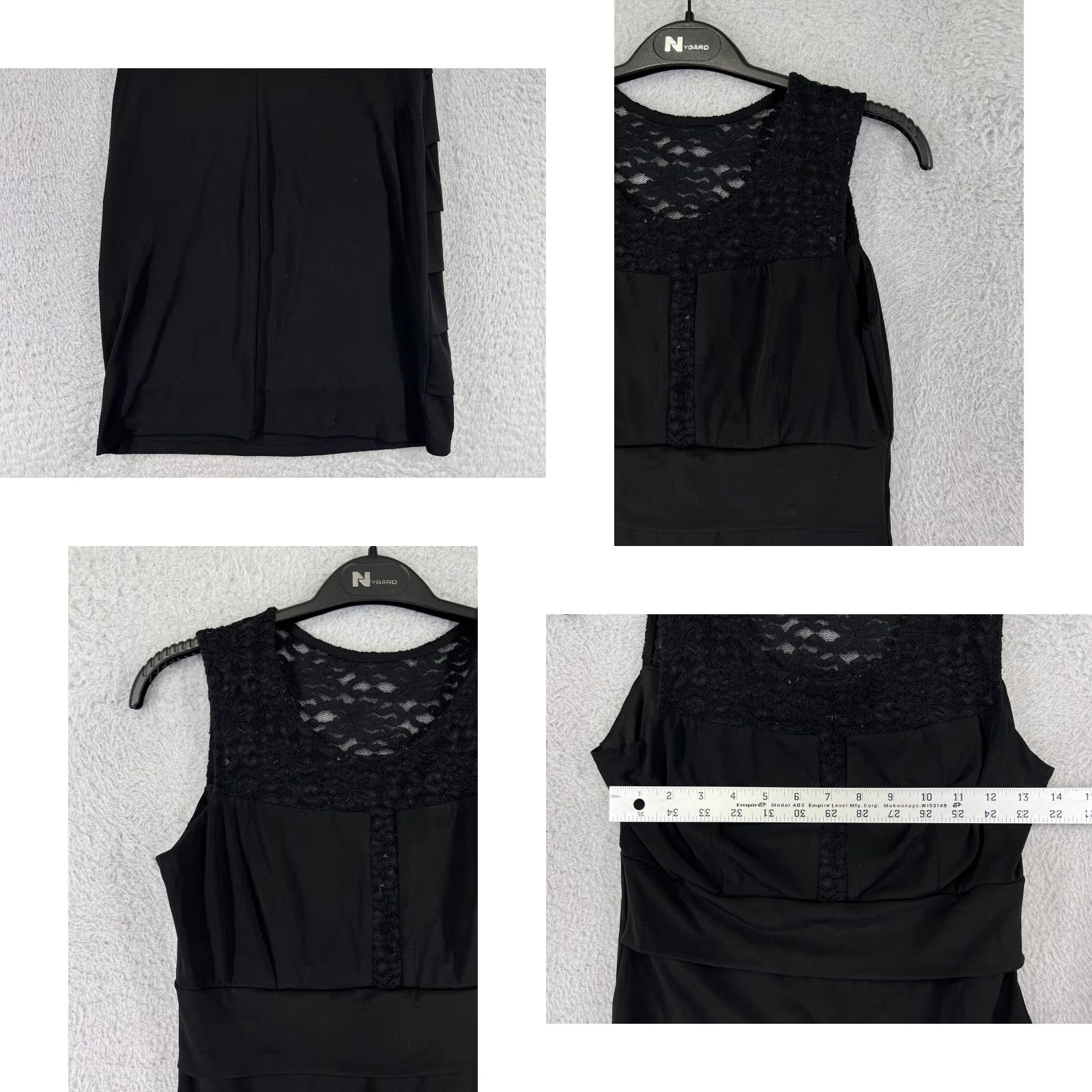 Vintage Enfocus Studio Dress Womens 4 Black Lace Shoulders Sleeveless Polyester Blend Size S / US 4 / IT 40 - 8 Thumbnail