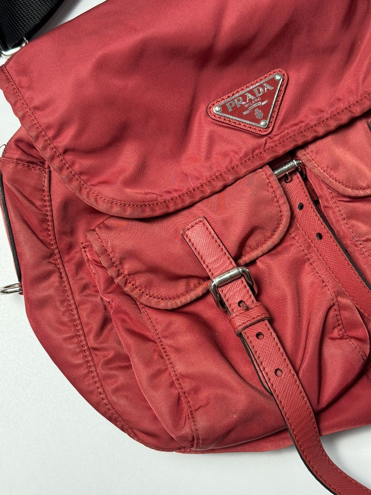Prada Prada | Red & Black | Nylon Messenger Bag | Size ONE SIZE - 7 Thumbnail
