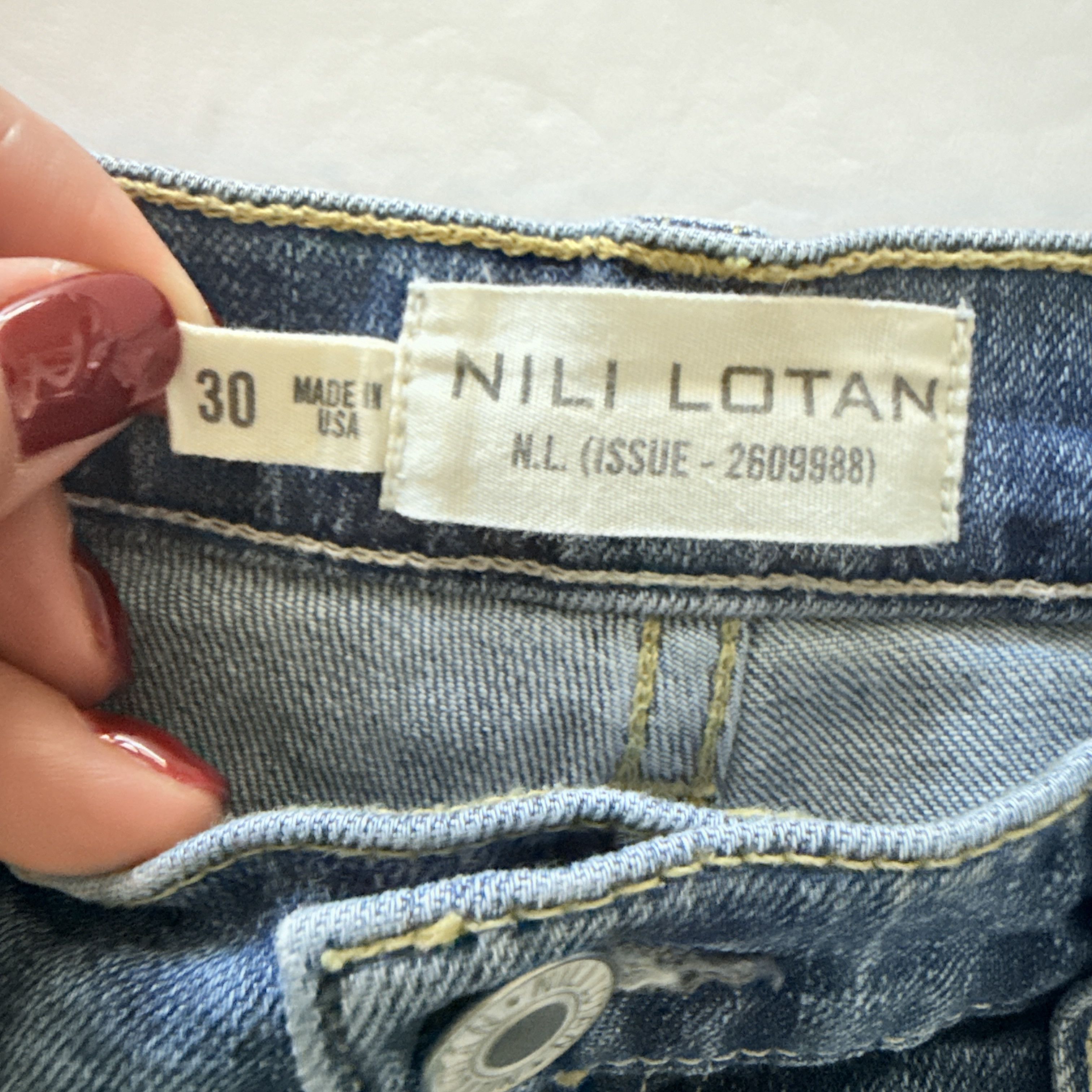 Nili Lotan Nili Lotan Jean Classic Wash Cotton Blend Distressed Size 30" / US 8 / IT 44 - 6 Thumbnail