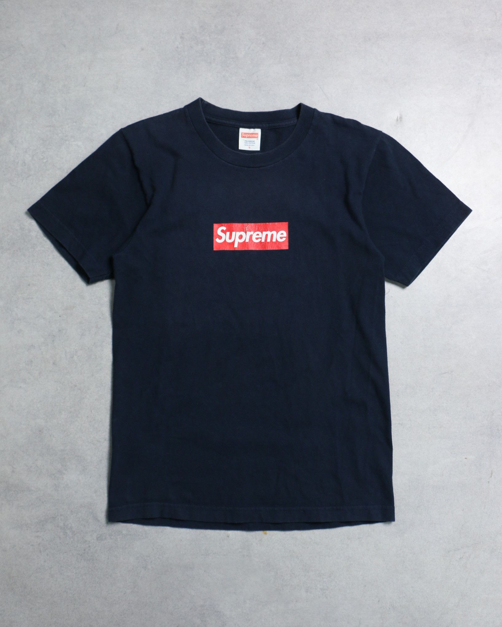 Supreme Supreme Navy Arabic Box Logo Tee | Grailed