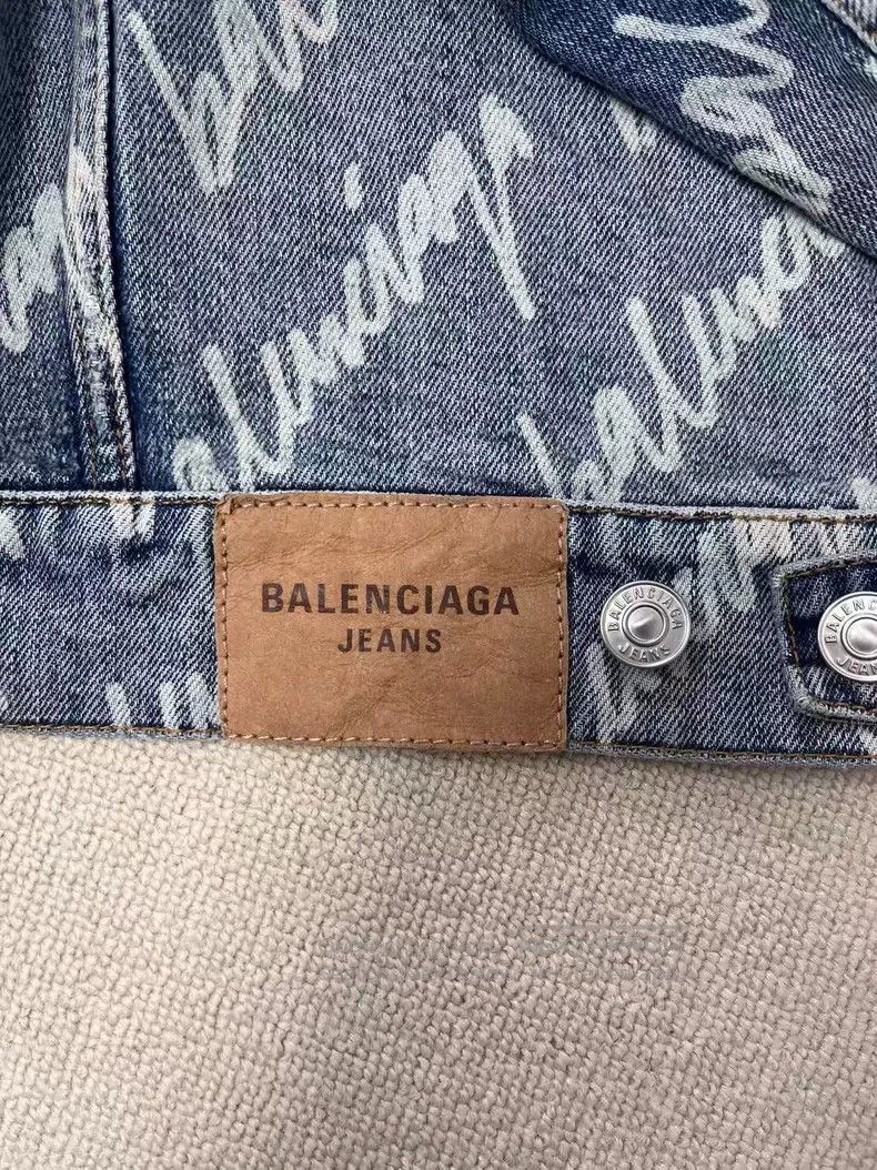 Balenciaga Balenciaga Letter Logo Full Print Collar Denim Jacket Size XS / US 0-2 / IT 36-38 - 5 Thumbnail