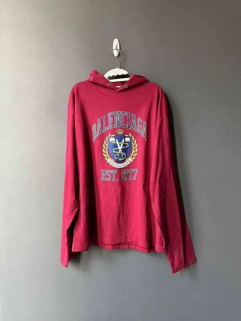 Balenciaga Balenciaga Red Wheat Pattern Hoodie Sweatshirt Size US L / EU 52-54 / 3 - 1 Thumbnail