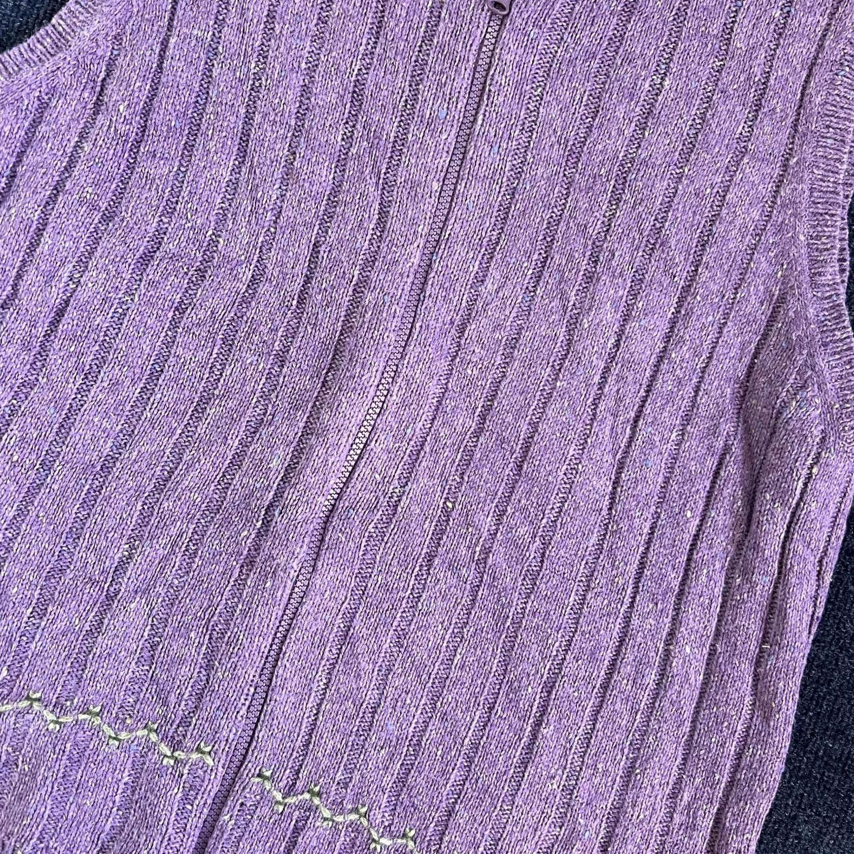 Vintage Woolrich Vest Womens XL Purple Sage Heather Mock Neck Full Zip Knit Sleeveless Sweater Size XL / US 12-14 / IT 48-50 - 2 Thumbnail