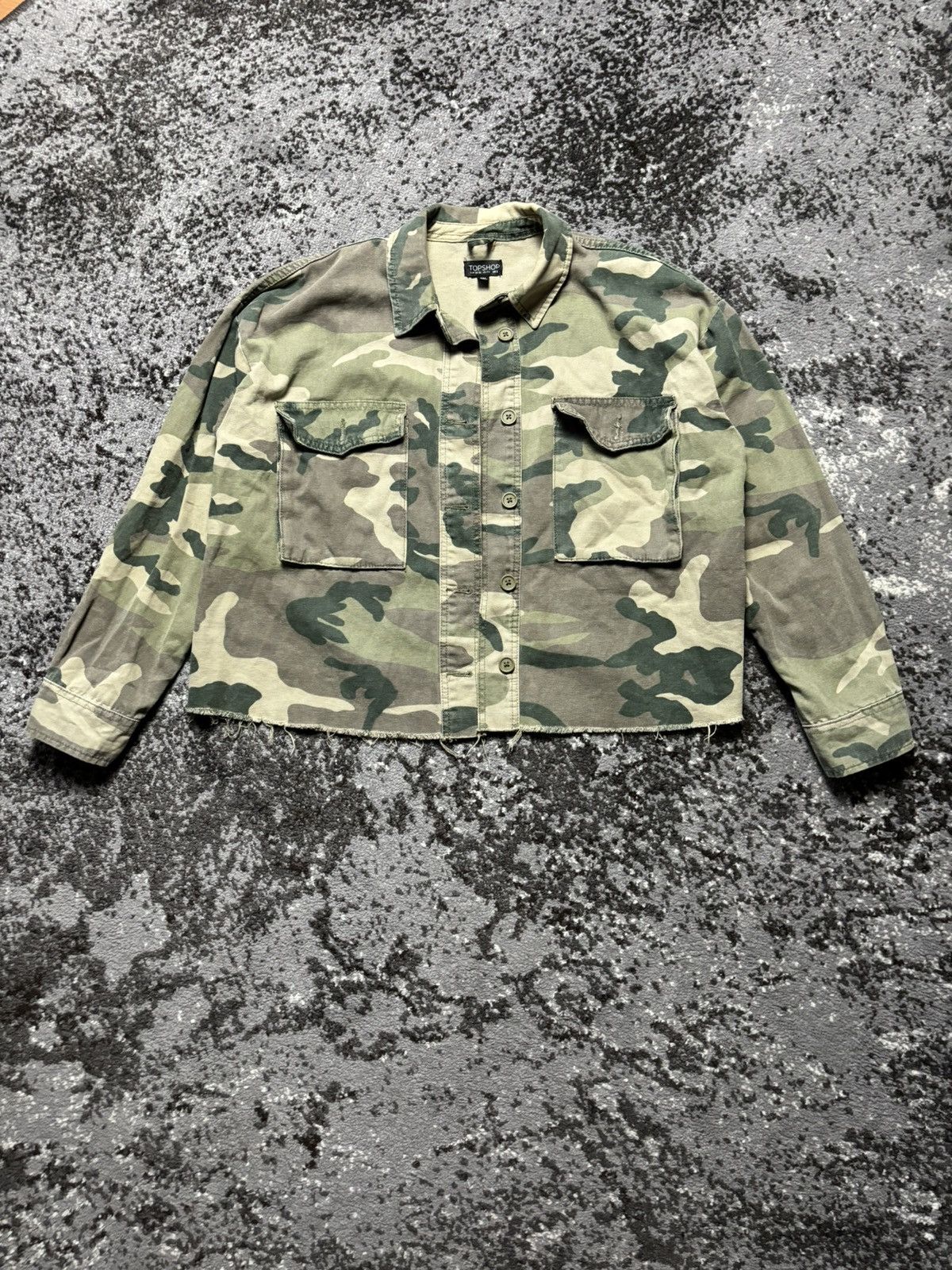 Topshop Streetwear Cotton Outer Shell Military Jacket Green Coats Size XS / US 0-2 / IT 36-38 - 1 Thumbnail