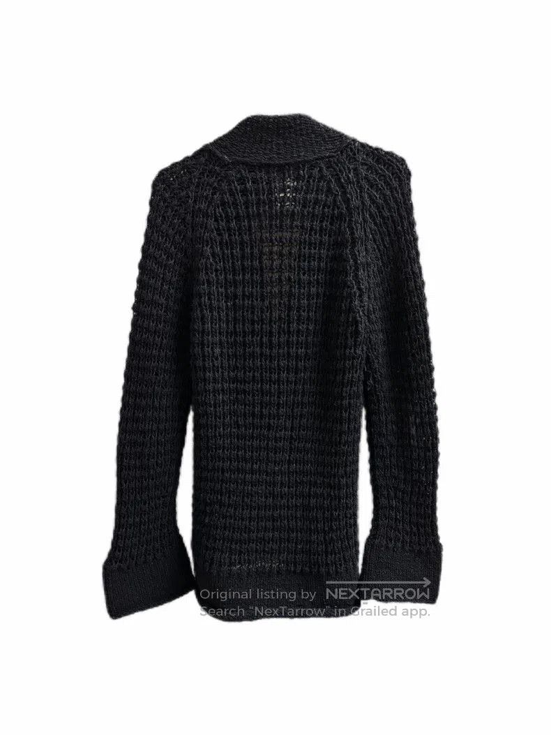 Yohji Yamamoto Yohji Yamamoto Y's Black Open Knit Cardigan Size US M / EU 48-50 / 2 - 2 Thumbnail
