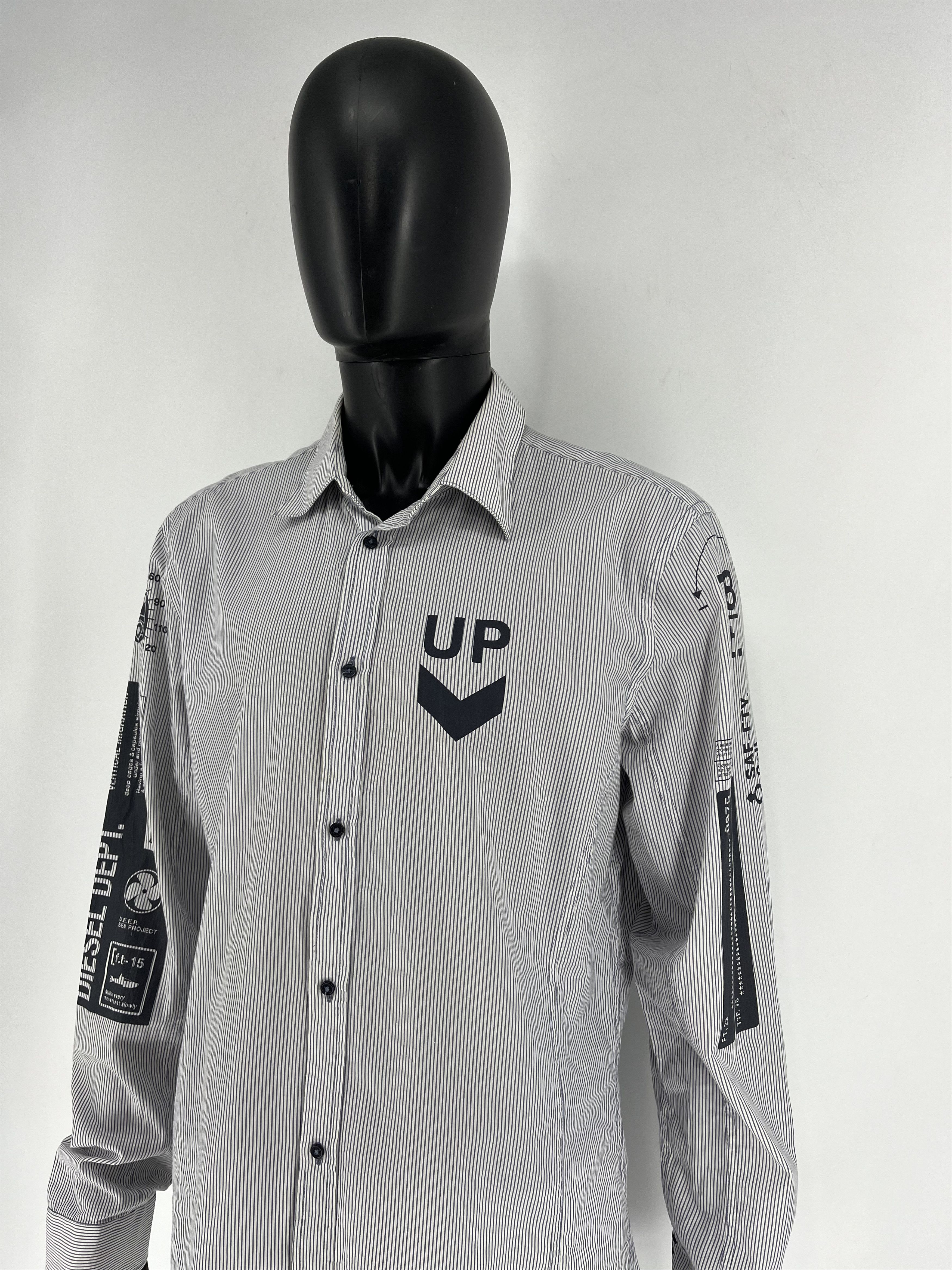 Diesel × Japanese Brand RARE Diesel DEPT. LIQUID SPACE Striped Button UpShirt SZ XXL Size US XXL / EU 58 / 5 - 8 Thumbnail