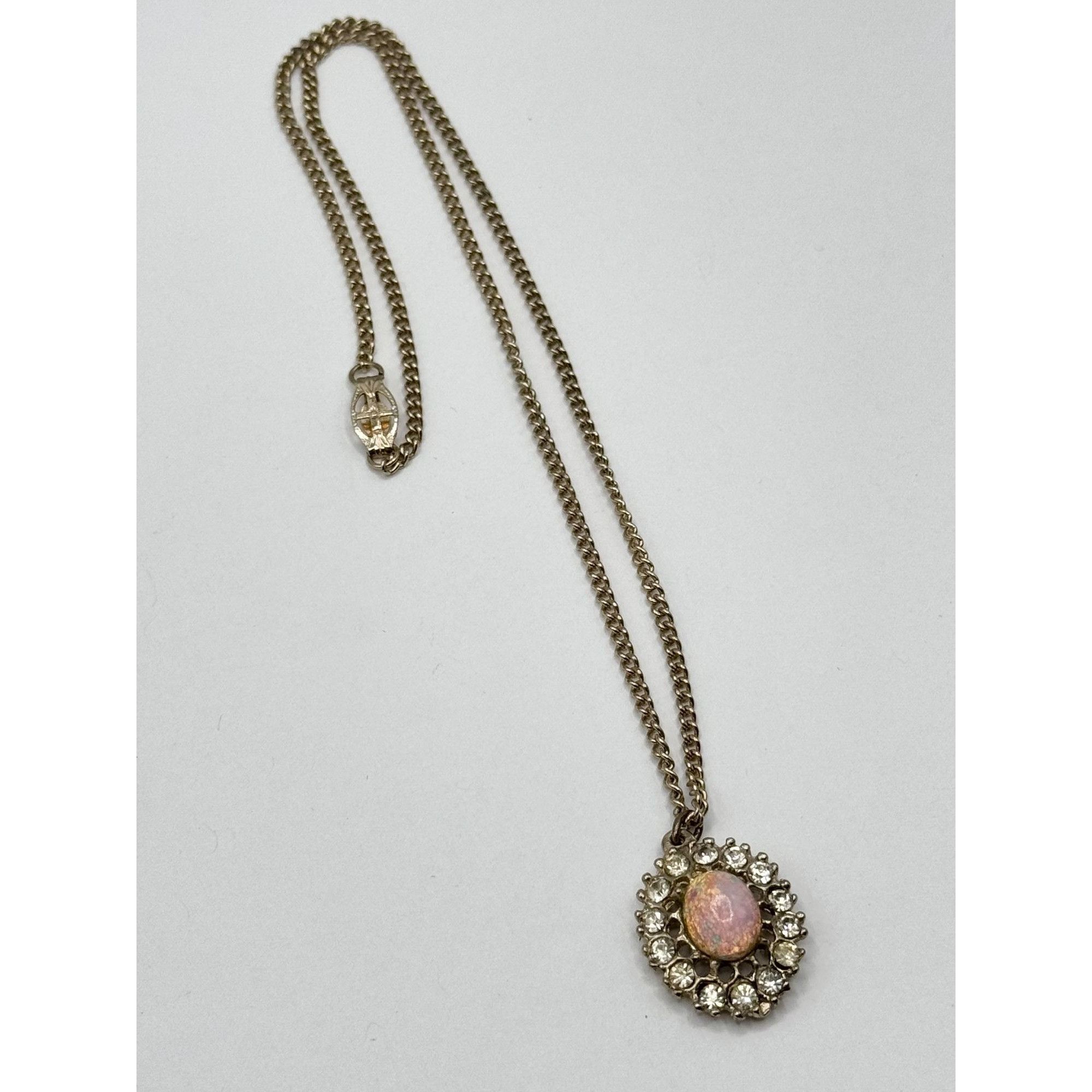 Vintage Vintage rhinestone glass opal moonstone charm pendant neckla Size ONE SIZE - 2 Thumbnail