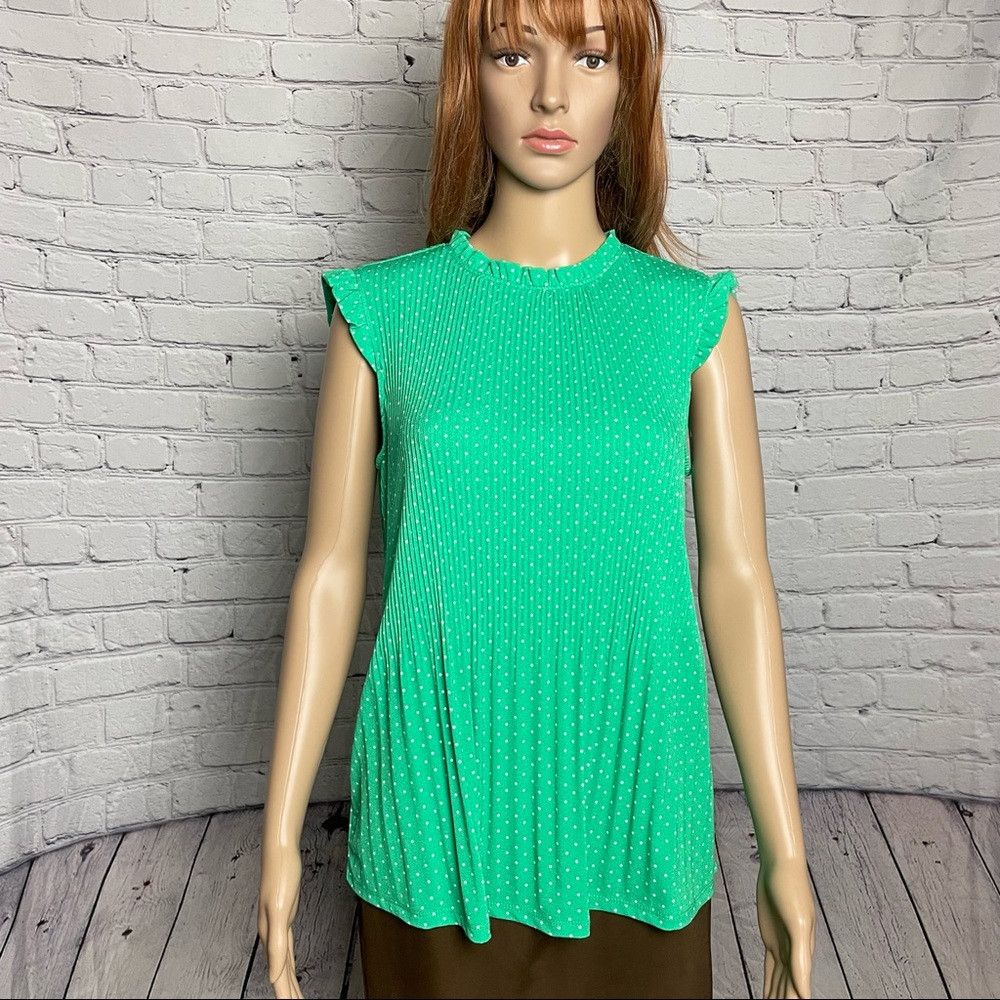 Adrianna Papell NWT New $59 Adrianna Papell Ruffled Neck Pleated Knit Green Size M / US 6-8 / IT 42-44 - 1 Thumbnail