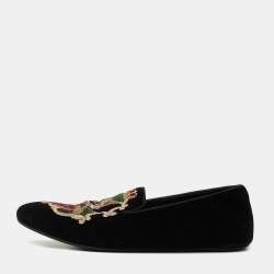 Dolce & Gabbana o1y0125 Velvet Embroidered Loafers in Black Size US 8.5 / EU 41-42 - 1 Thumbnail