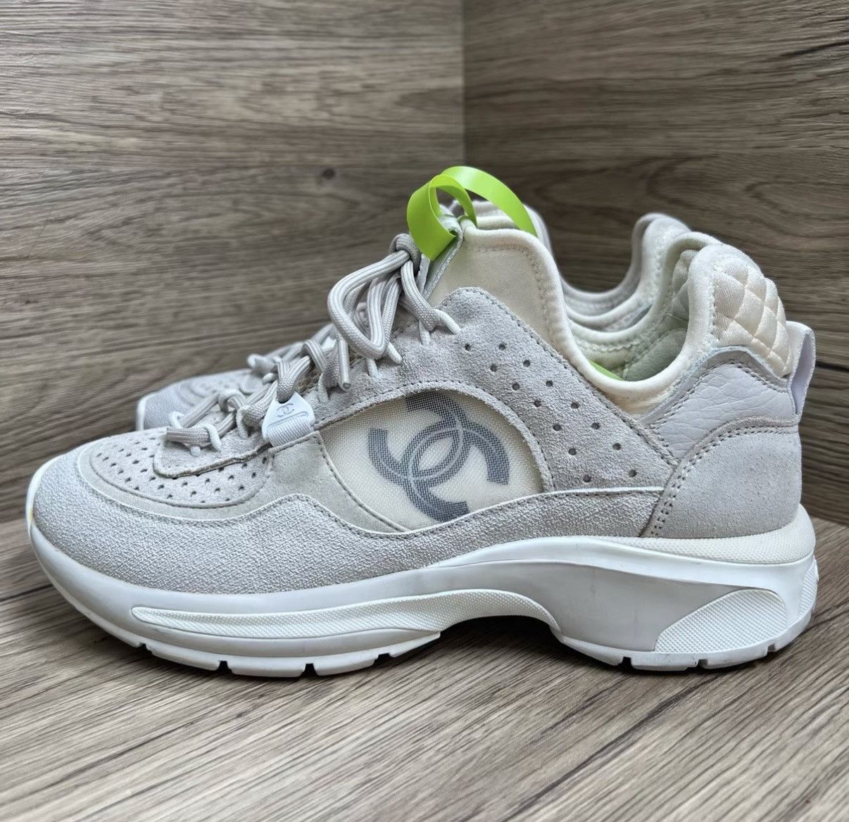 Chanel Chanel Grey Interlocking CC Sneakers J41 Size US 7 / IT 37 - 1 Thumbnail