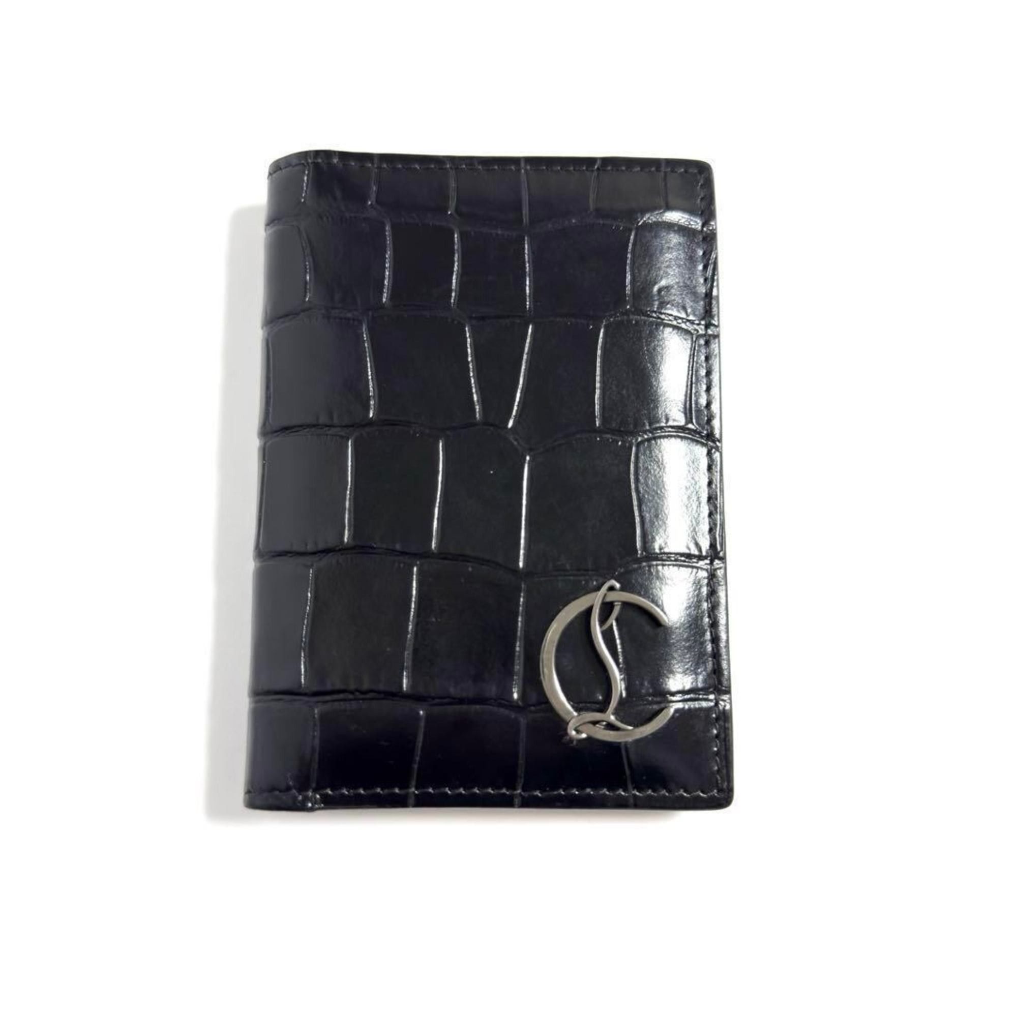 Christian Louboutin Christian Louboutin Men's Card Case Business Holder Embossed Leather Black Size ONE SIZE - 1 Thumbnail
