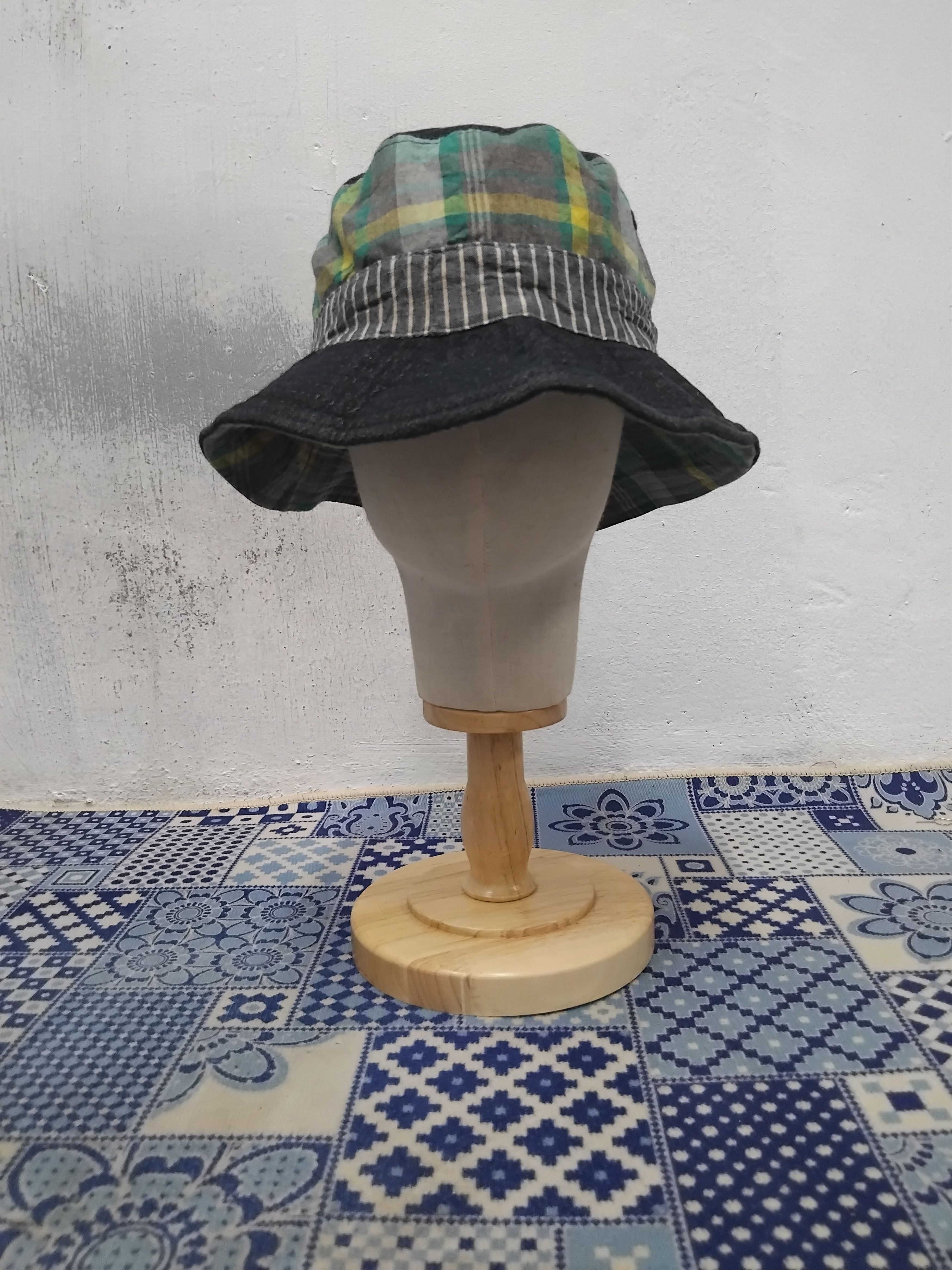 Japanese Brand Inspired Japanese style checkered blue hat Size ONE SIZE - 1 Thumbnail