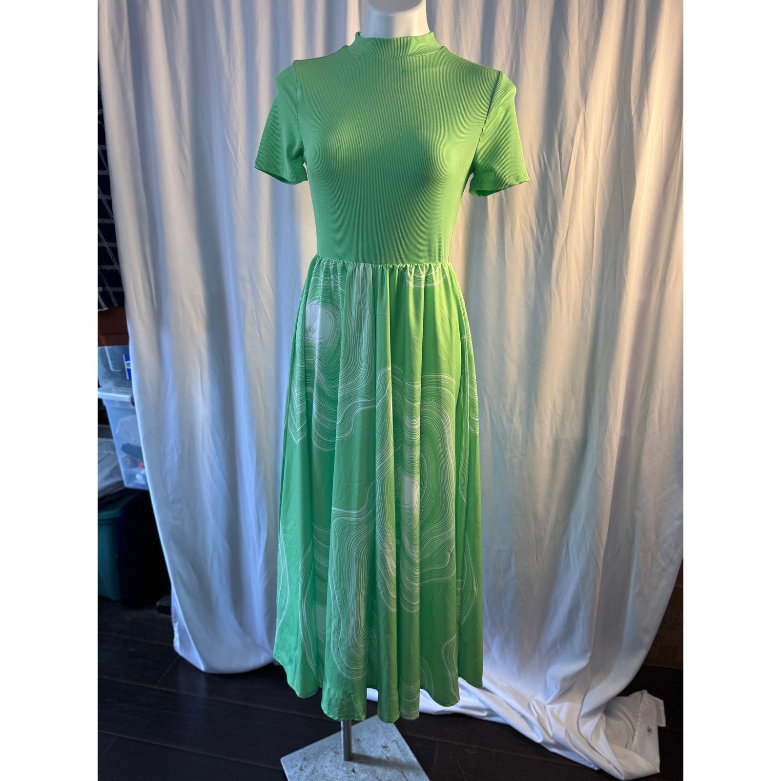 green floral dress shein Anastasia Green Short Floral Dress main image 0