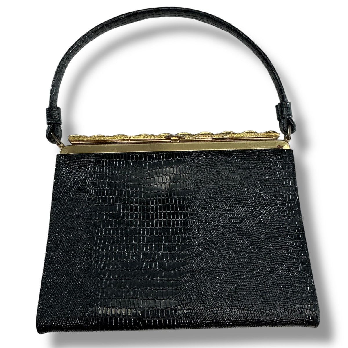 Other Vintage Elegant Black Croc Embossed Clutch Handbag Size ONE SIZE - 2 Thumbnail