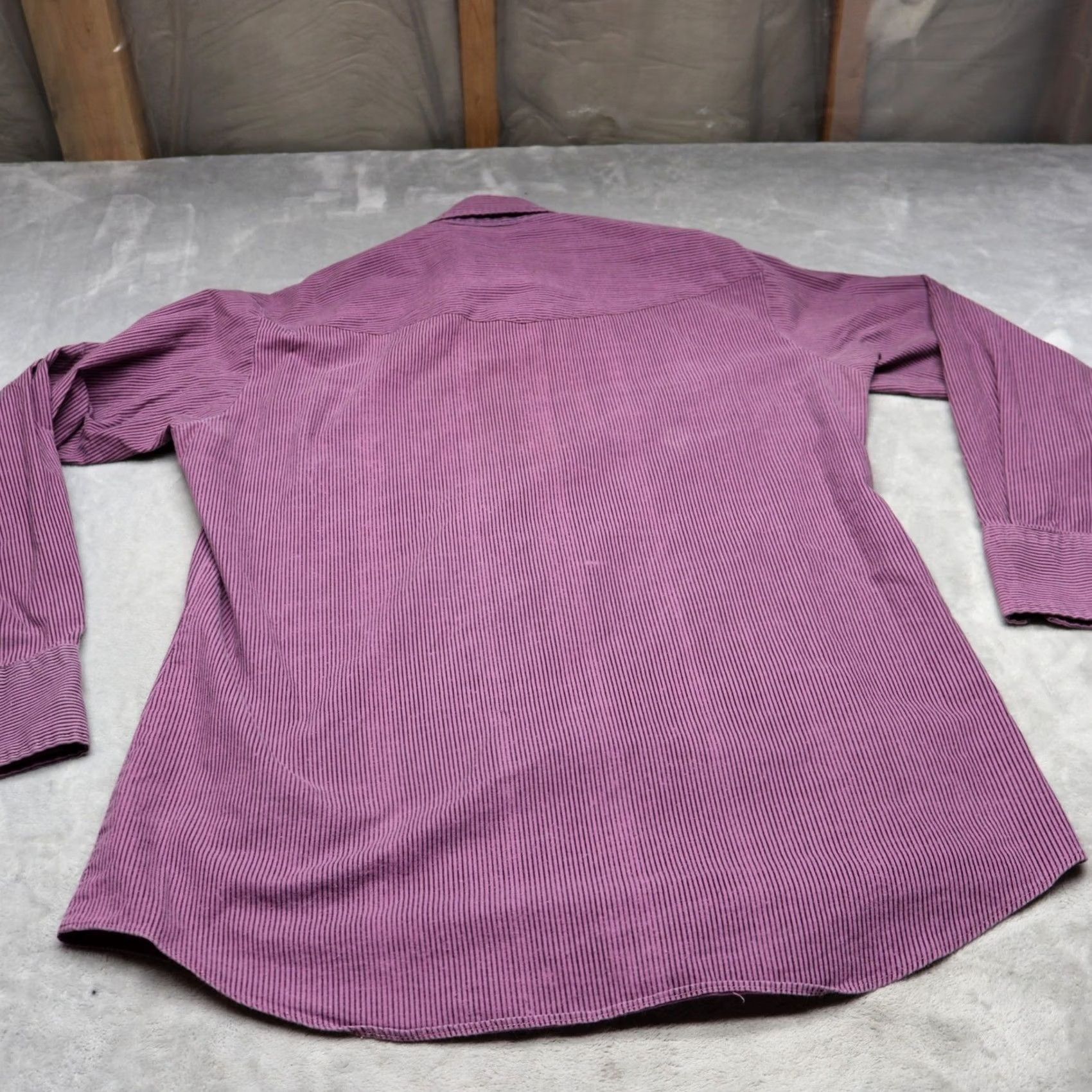Armani VTG Karman Western Shirt Mens Large Purple Striped Pearl Snap Silver Collection Size US L / EU 52-54 / 3 - 7 Thumbnail