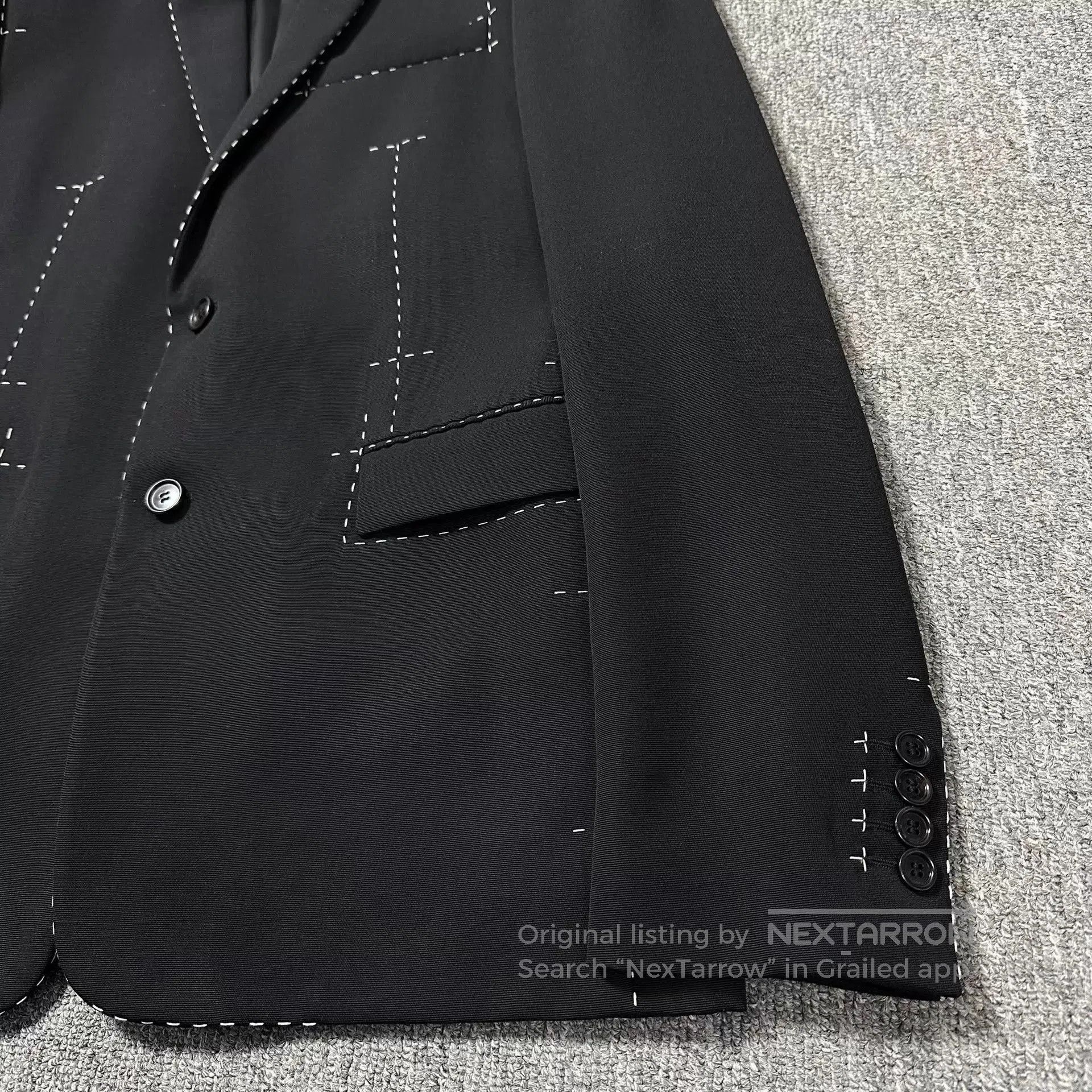 Dior Black Blazer with White Stitch Detailing. Size US M / EU 48-50 / 2 - 2 Thumbnail