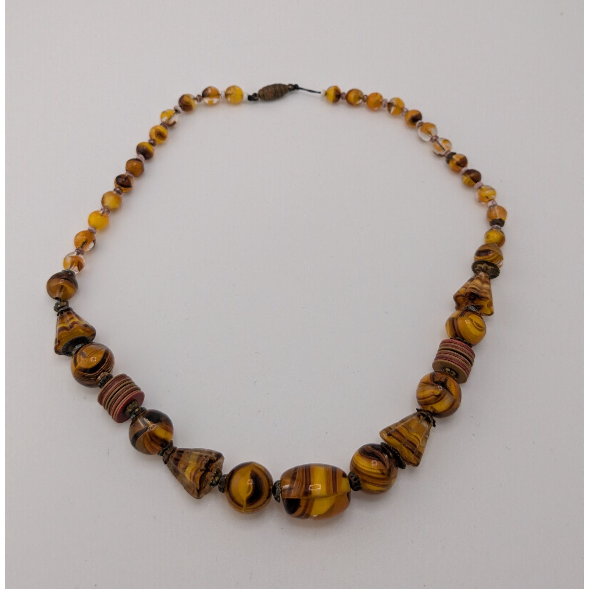 Other Vintage Marbled Glass Necklace In Honey And Earth Tones Size ONE SIZE - 4 Thumbnail