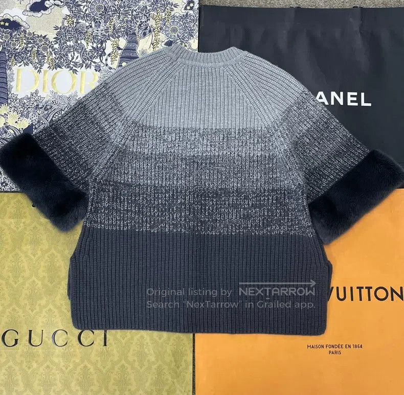 Fendi Fendi Grey Color-Blocked Striped Faux Mink Knit Sweater Size S / US 4 / IT 40 - 3 Thumbnail