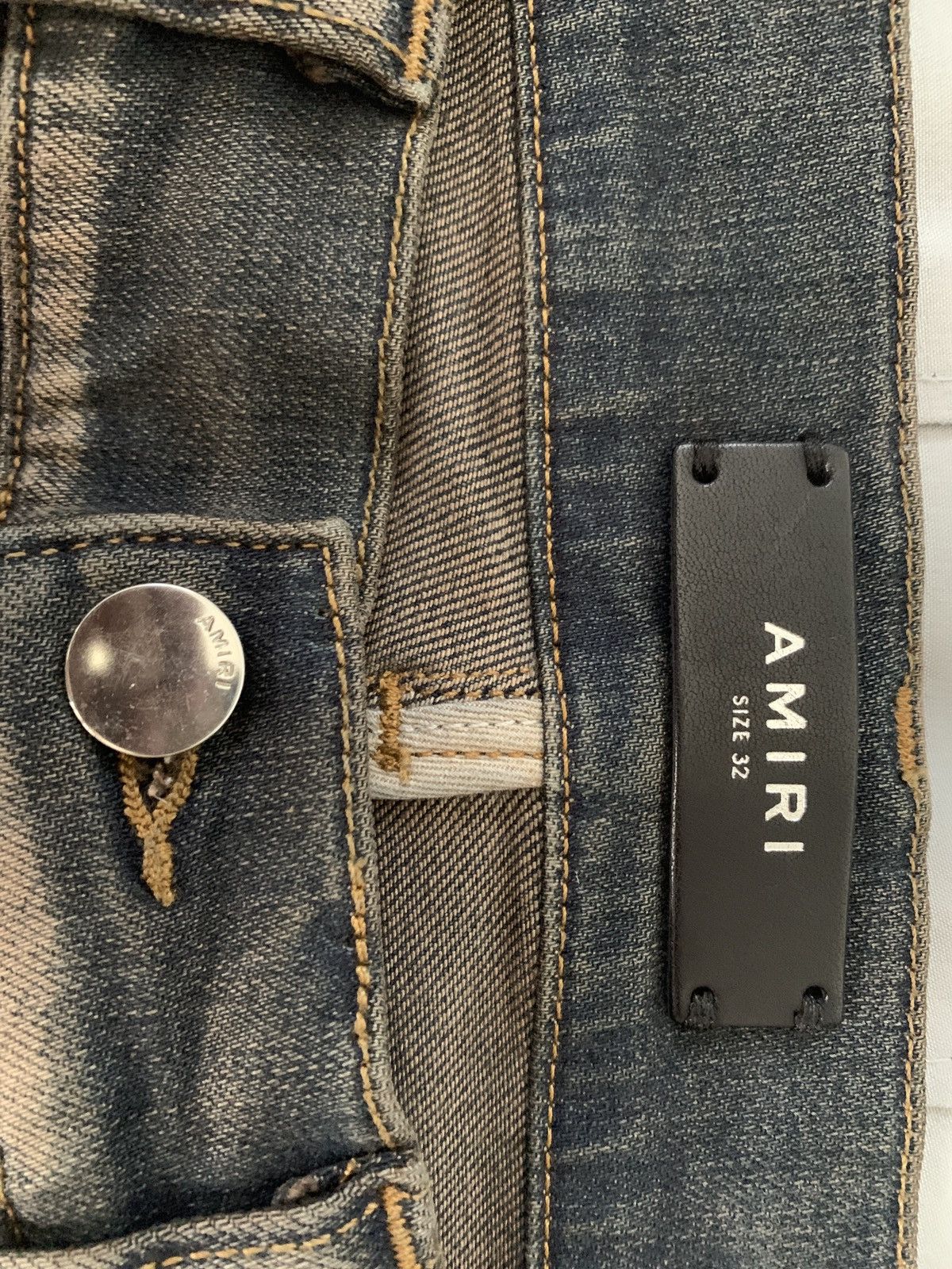 Amiri o1rshd1 Leather Thrasher Jeans in Dark Indigo Size US 32 / EU 48 - 21 Thumbnail