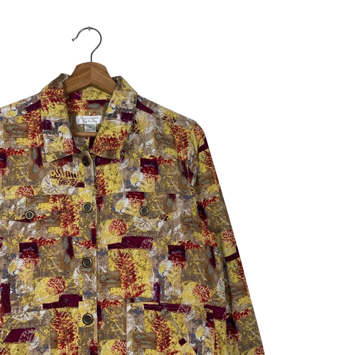 Japanese Brand CHRISTOPHER BANKS Abstract Leaf Print Shirt Jacket #2155-C95 Size M / US 6-8 / IT 42-44 - 5 Thumbnail