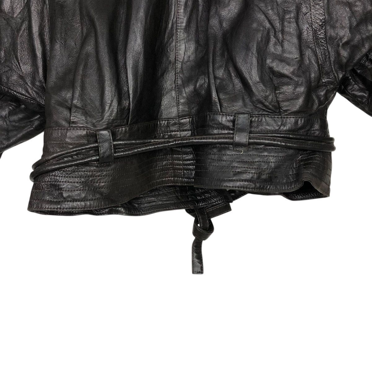 Vintage 🔥CROPPED BONDAGE BIKER LEATHER JACKET SERGE MIKO PARIS Size US M / EU 48-50 / 2 - 12 Thumbnail