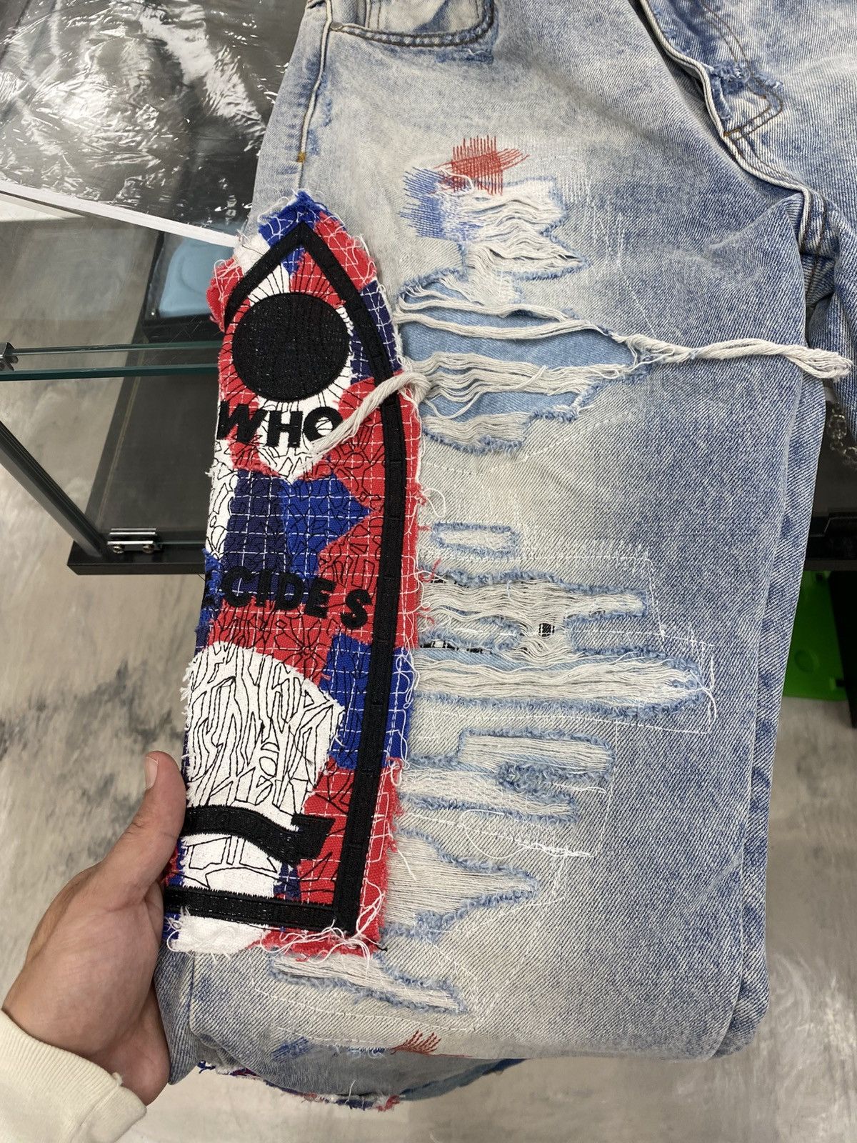 Who Decides War Who Decides War stained glass denim jeans 36 authentic Size US 36 / EU 52 - 17 Thumbnail