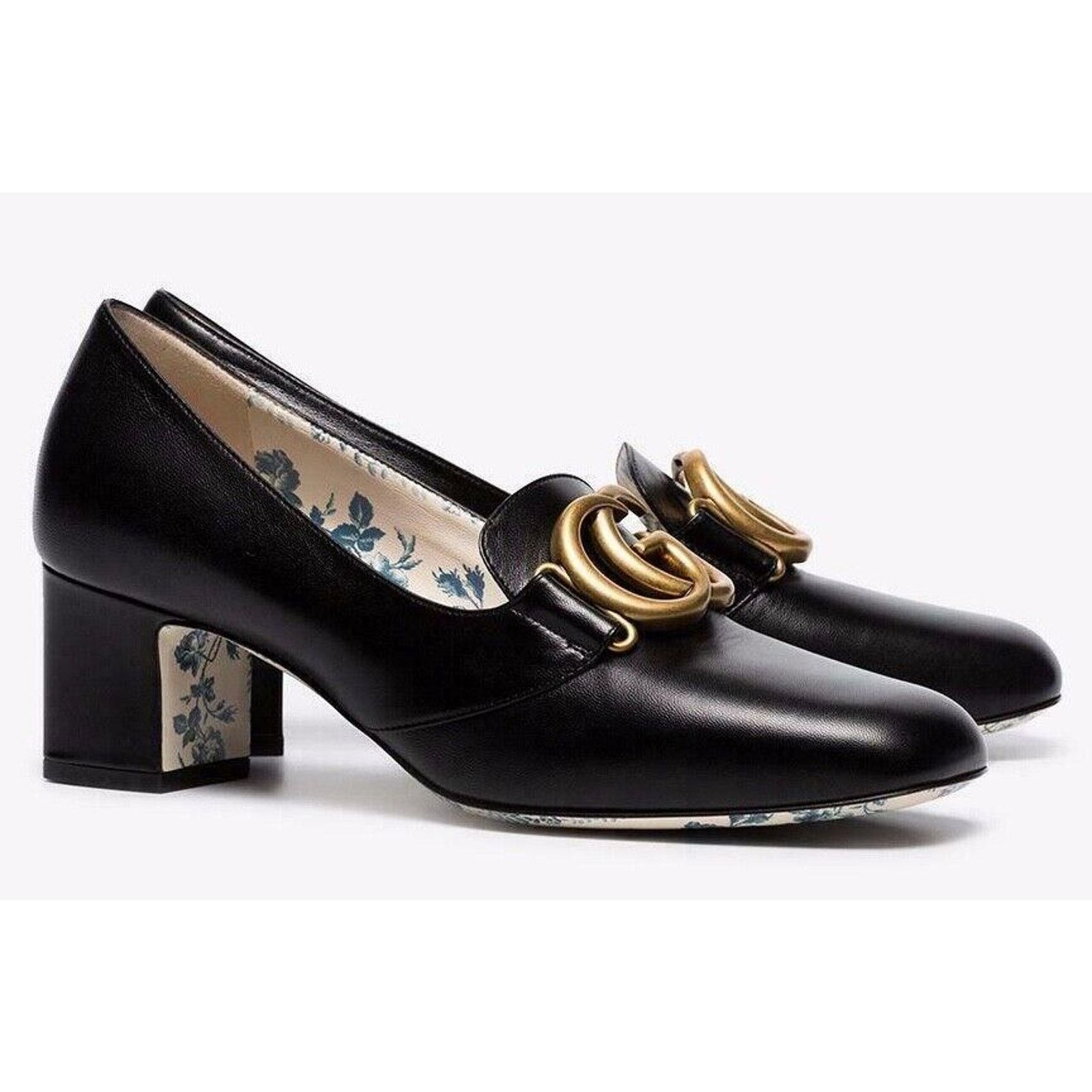 Gucci Victoire 55 Double Logo Block Mid Heel Mule Loafer Pump 37 Size US 7 / IT 37 - 2 Thumbnail