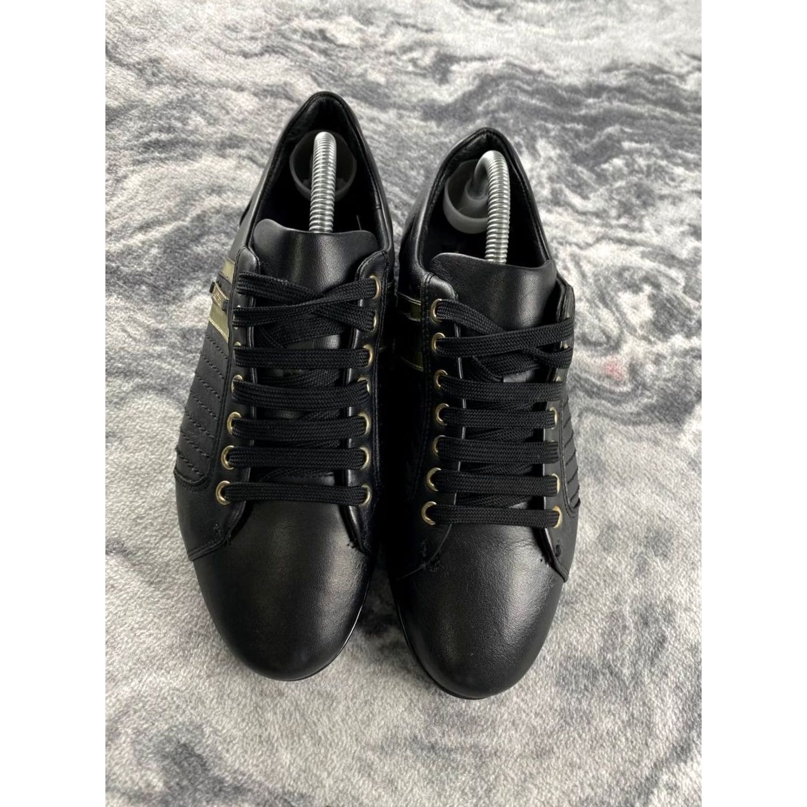 Versace Versace Collection Leather Sneakers Women Size 39 Black Casual Walking Logo Leather Upper Lining Rubber Outsole Low Top Size US 8 / IT 38 - 3 Thumbnail