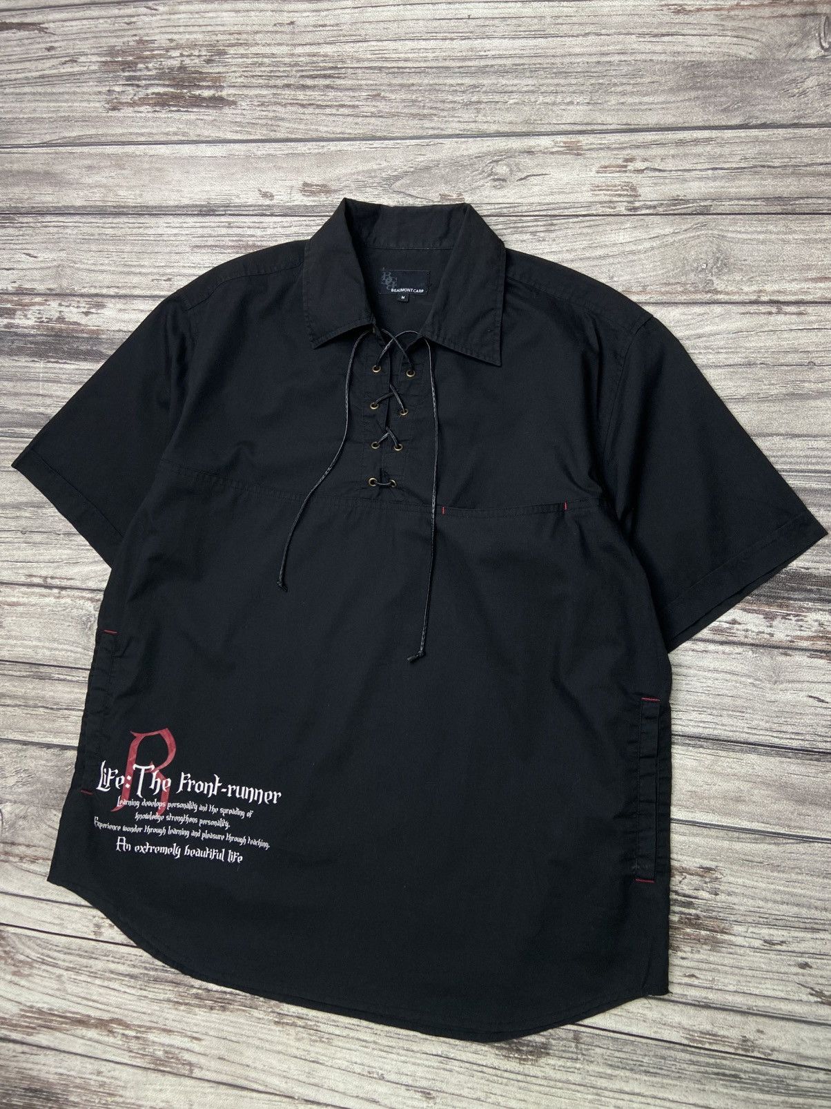 If Six Was Nine × Japanese Brand × Le Grande Bleu (L.G.B.) 🔥Beaumont Carr Poem Goth Bondage Tie Shirts Size US L / EU 52-54 / 3 - 5 Thumbnail