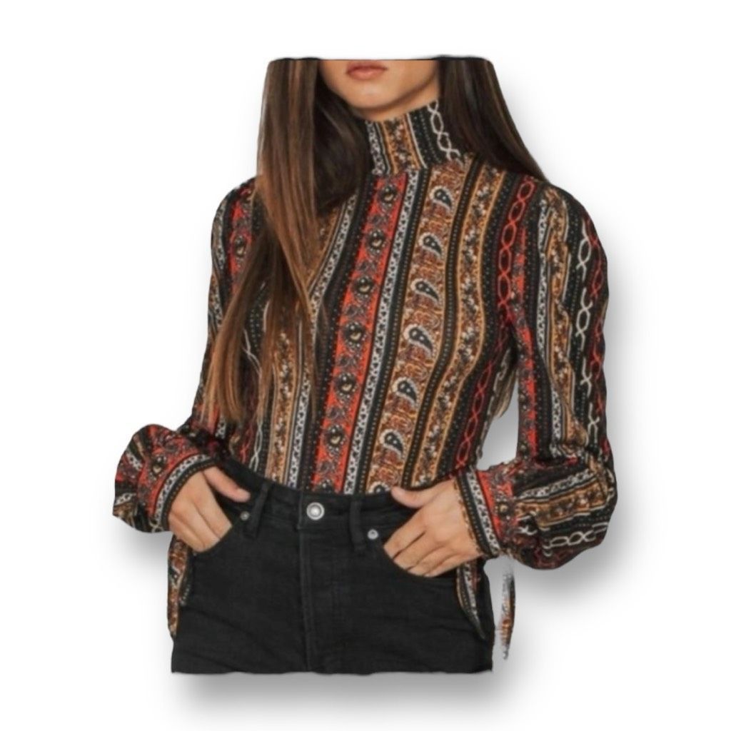 Free People Free People Donatello Turtleneck Printed Top Size Large Size L / US 10 / IT 46 - 1 Thumbnail