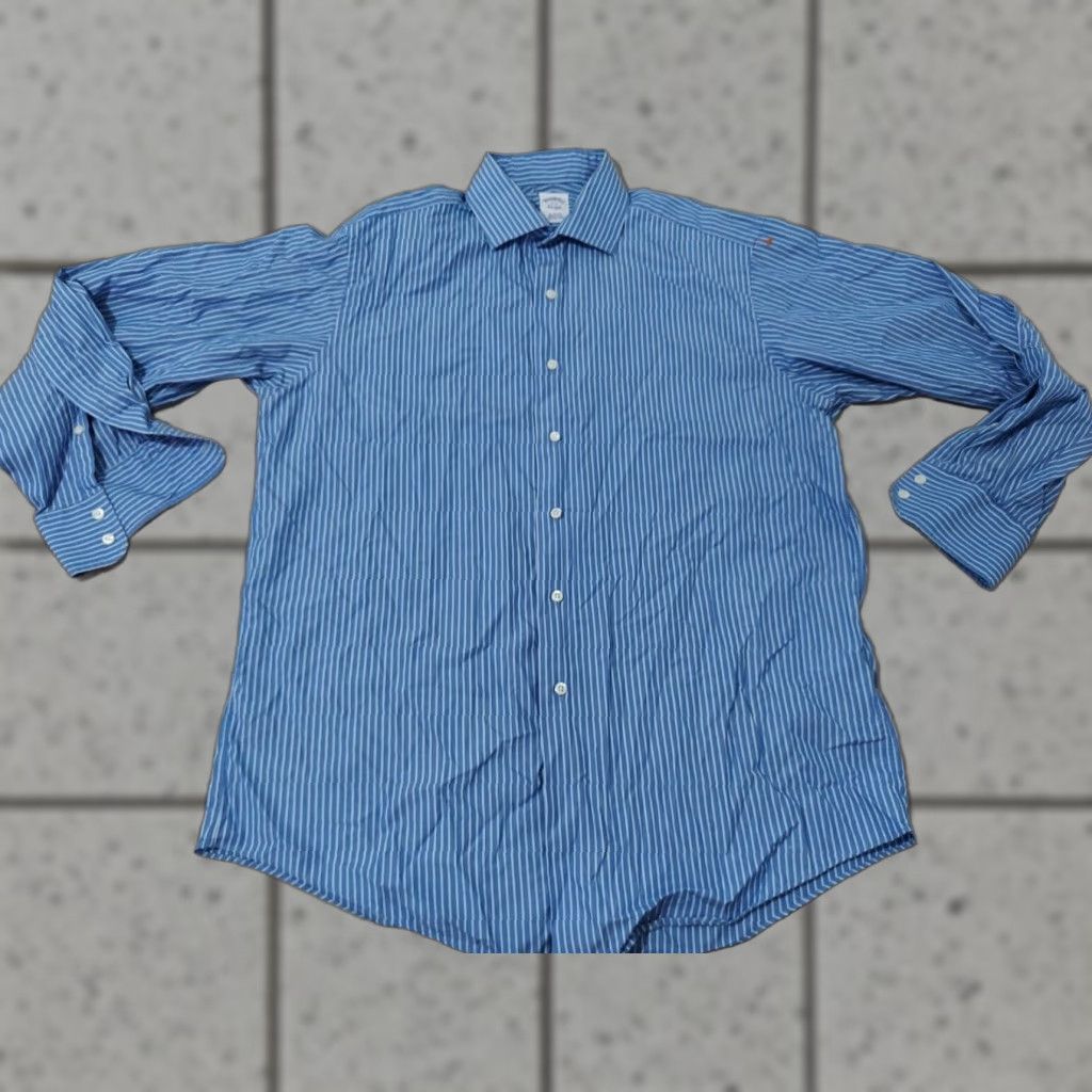 Brooks Brothers Brooks Brothers Dress Shirt Blue Cotton 16 33 Button Mens Regular Size 16 - Shirt, Dress Shirt, Men, Blue, Cotton Size 42R - 1 Thumbnail
