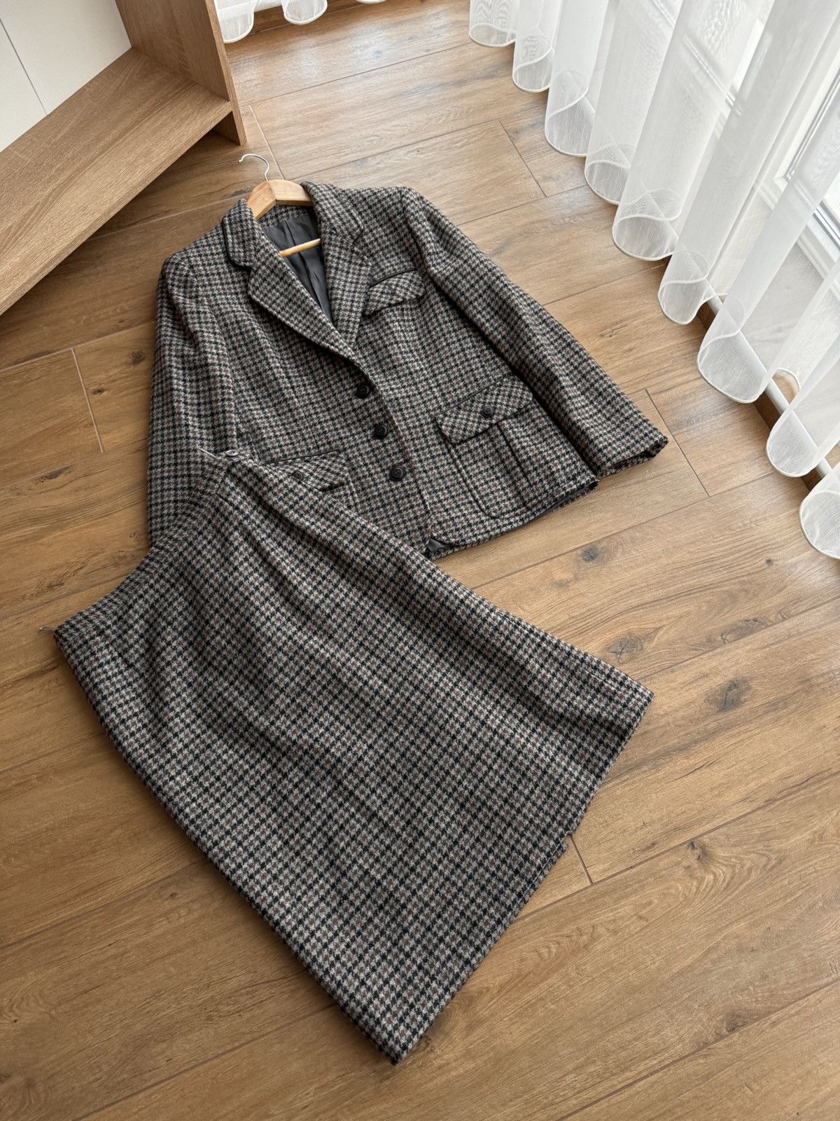Designer × Vintage Vintage Luxury Plaid Tweed 3 Pockets Blazer Skirt Suit Size M / US 6-8 / IT 42-44 - 5 Thumbnail