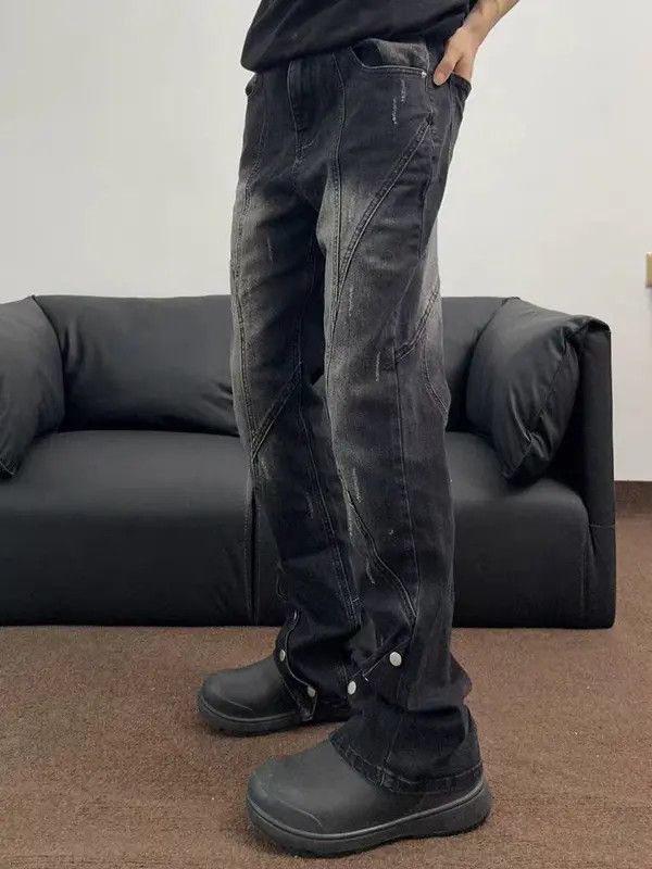 VIBE Street Hip Hop Micro Flare Ribbed Y2K Jeans Size US 30 / EU 46 - 2 Thumbnail