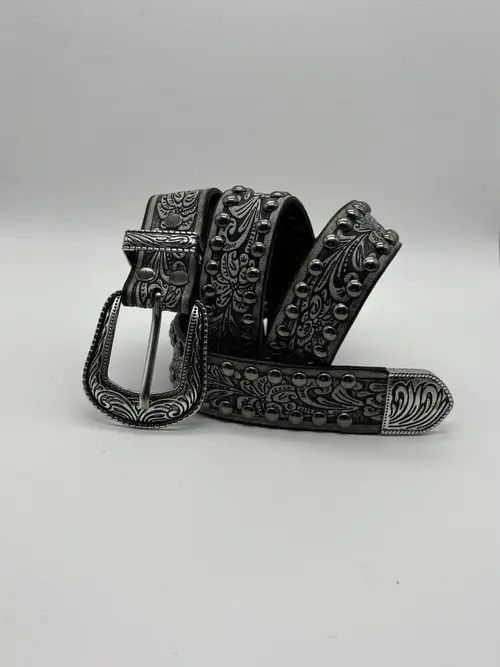 Japanese Brand Gothic Studded Belt (cement gray) Size ONE SIZE - 8 Thumbnail