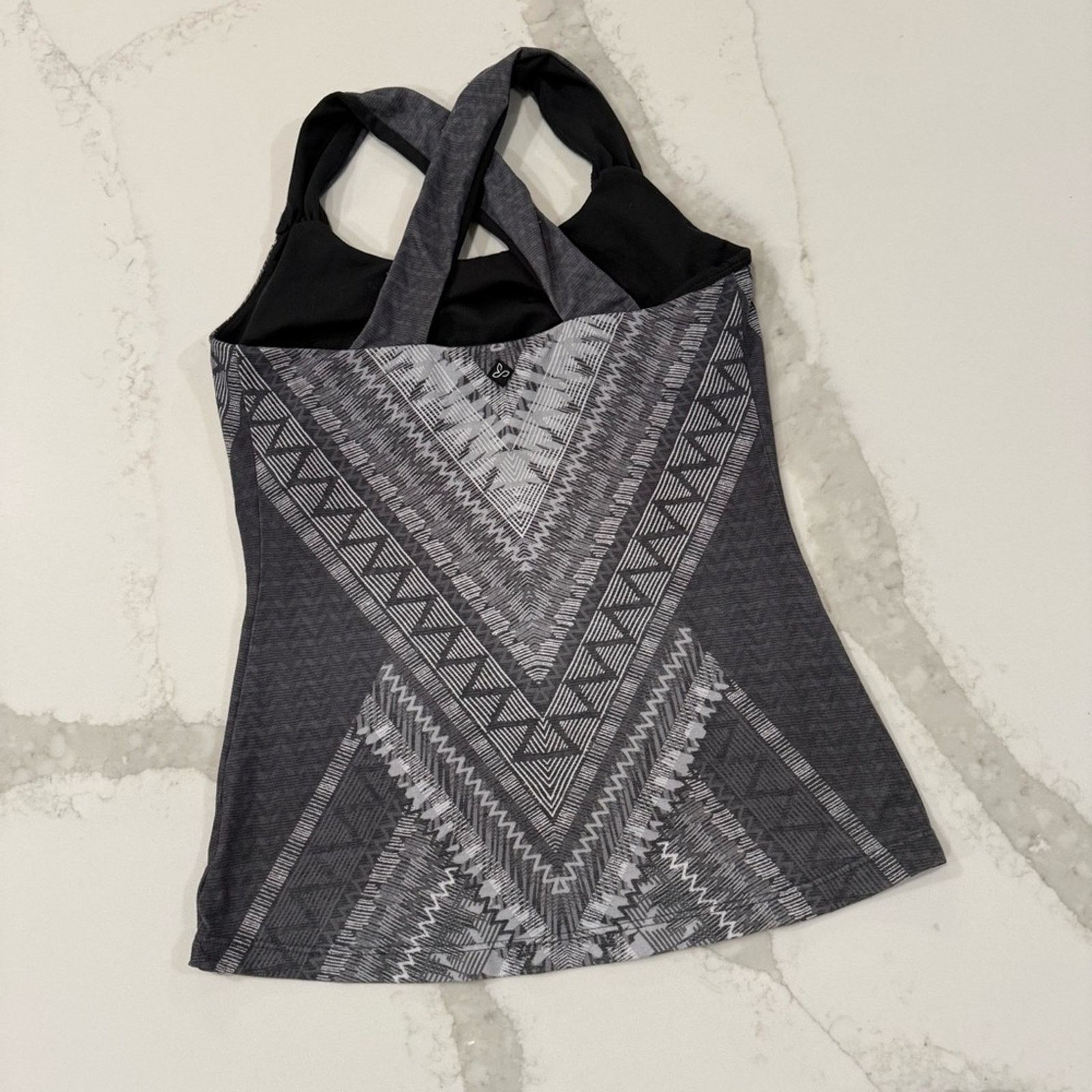 Prana Prana Phoebe Strappy Athletic Tank Top Womens Small Gray Geo Size S / US 4 / IT 40 - 6 Thumbnail