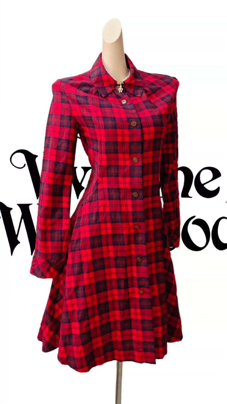 Vivienne Westwood Vivienne Westwood Red checkered long-sleeved shirt dress Size S / US 4 / IT 40 - 3 Thumbnail