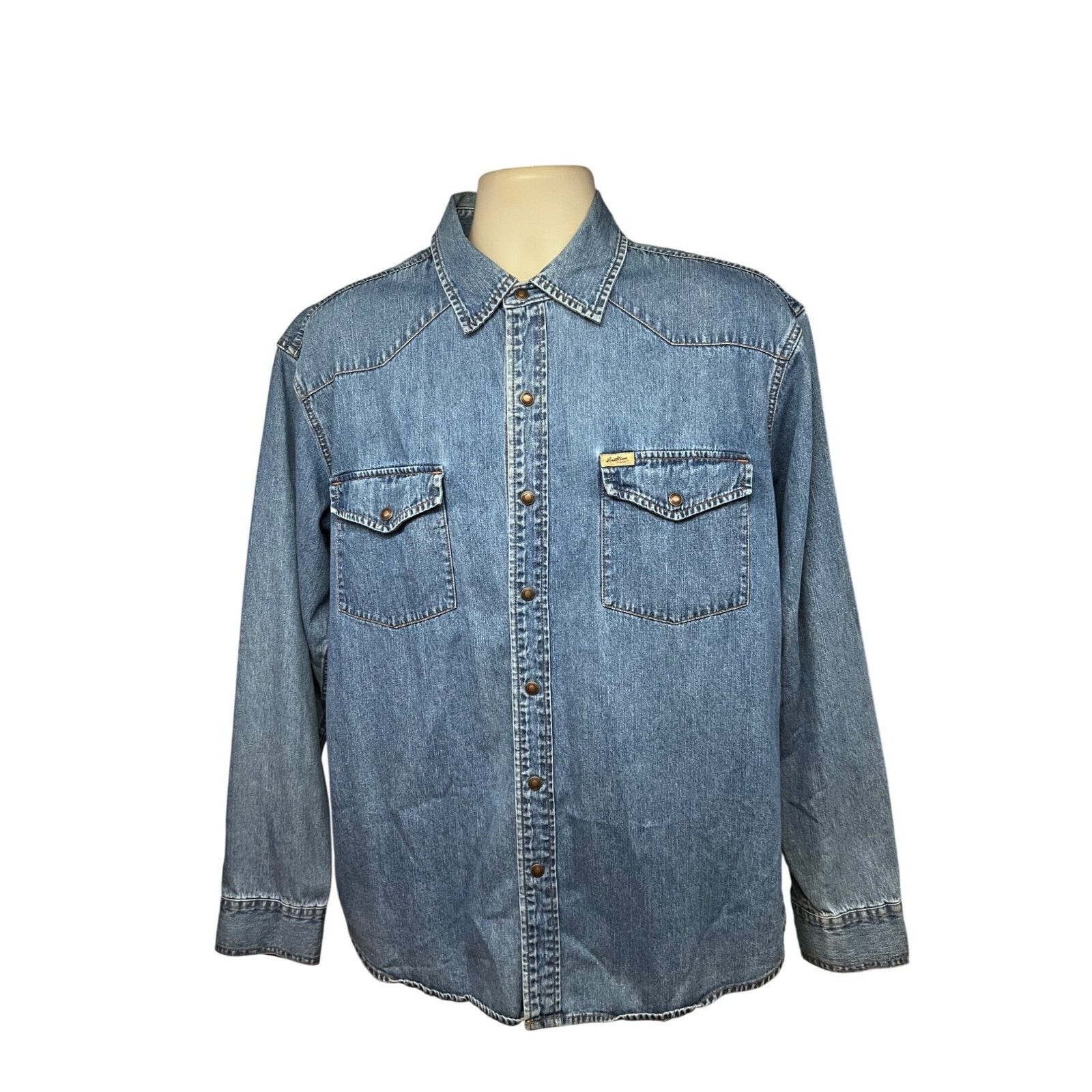 Levis Sawtooth Western Denim Snap Shirt Large Flap Pockets