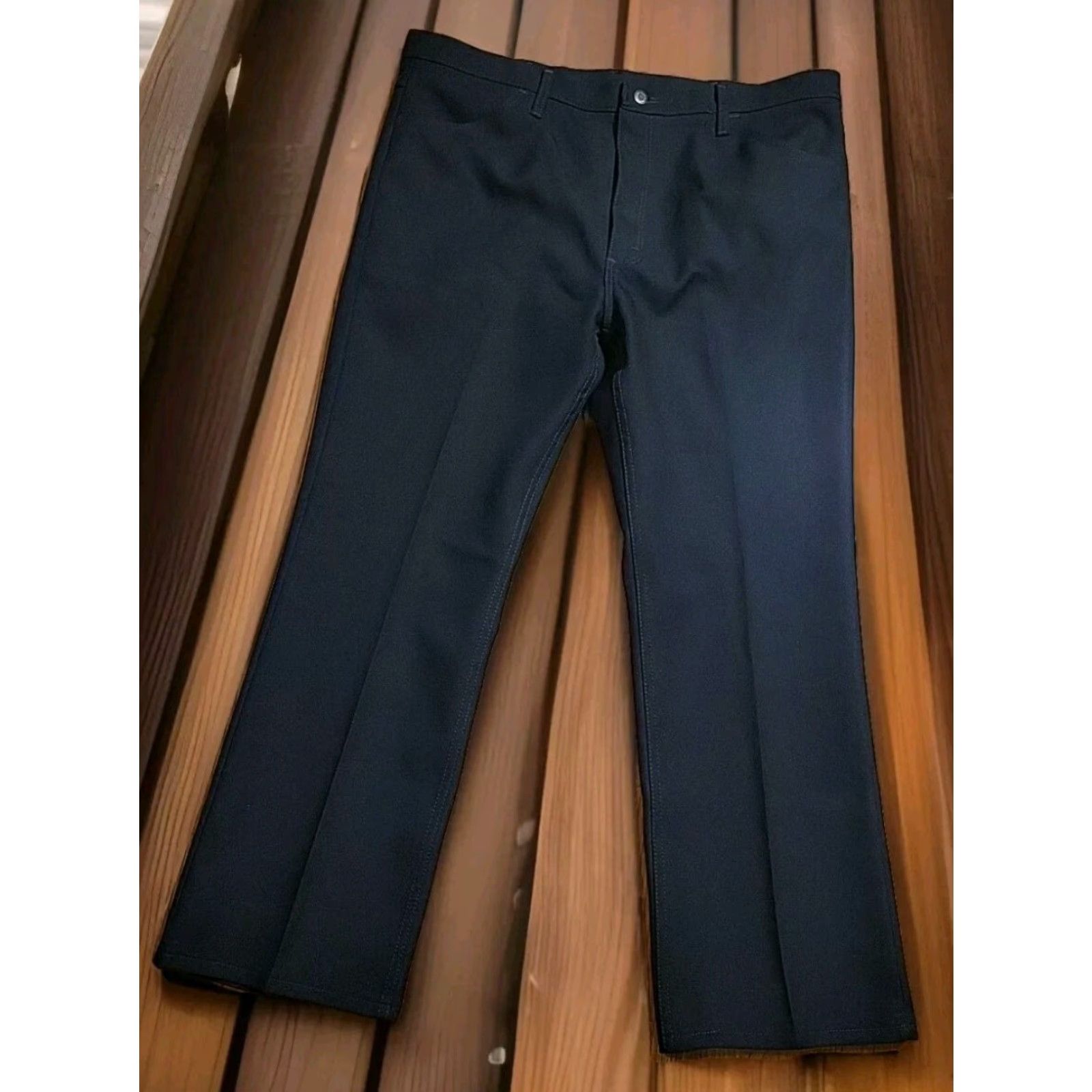 Wrangler VINTAGE Wrangler Slacks Pants Polyester 82NV 40" X 30" Black Never Worn Cowboy Rockabilly 1980s Mens Wrangler Jeans Pants Black 1980s Cowboy Mens Size US 40 / EU 56 - 2 Thumbnail