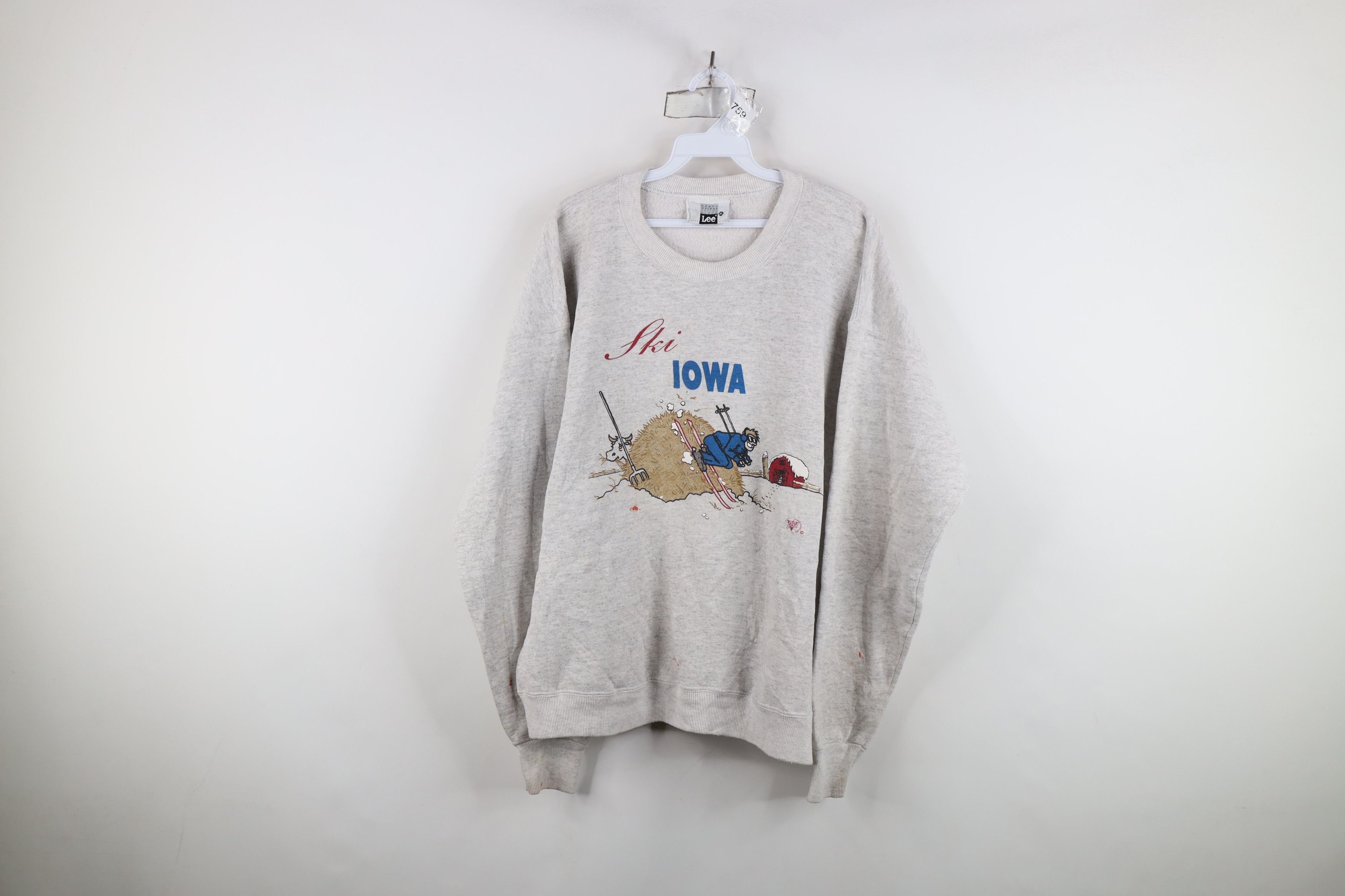 Vintage Vintage 90s Streetwear Ski Iowa Skiing Sweatshirt Gray USA Size US XL / EU 56 / 4 - 1 Thumbnail