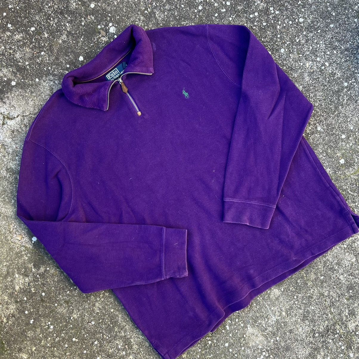 Designer × Polo Ralph Lauren Polo Ralph Lauren Blue Estate Rib Half Zip Sweater Jumper Size US XXL / EU 58 / 5 - 4 Thumbnail