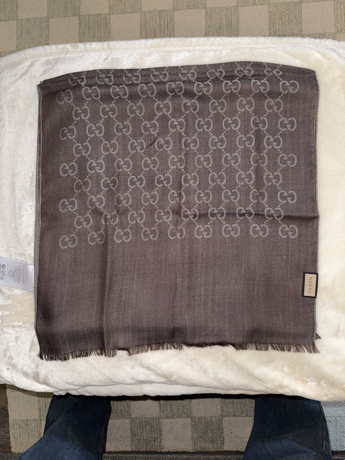 Gucci Gucci Two-Tone Brown Silk Scarf Size ONE SIZE - 4 Thumbnail