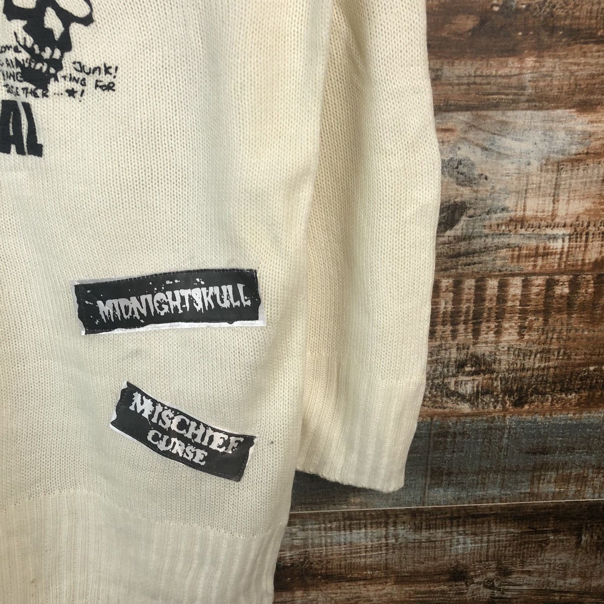 Japanese Brand Das Ziel White skull punk Knitwear #A1888 Size L / US 10 / IT 46 - 8 Thumbnail