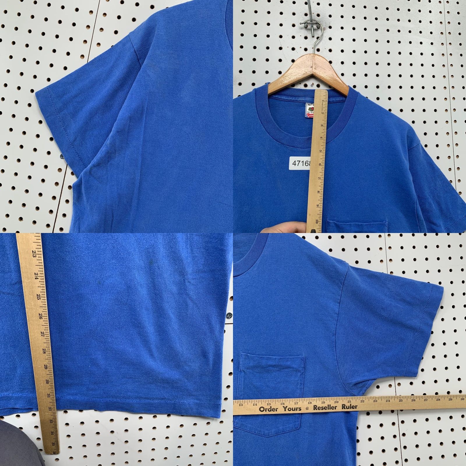 Fruit Of The Loom VINTAGE Fruit of the Loom Pocket T-Shirt Mens XL Blue Single Stitch Made USA Size US XL / EU 56 / 4 - 8 Thumbnail